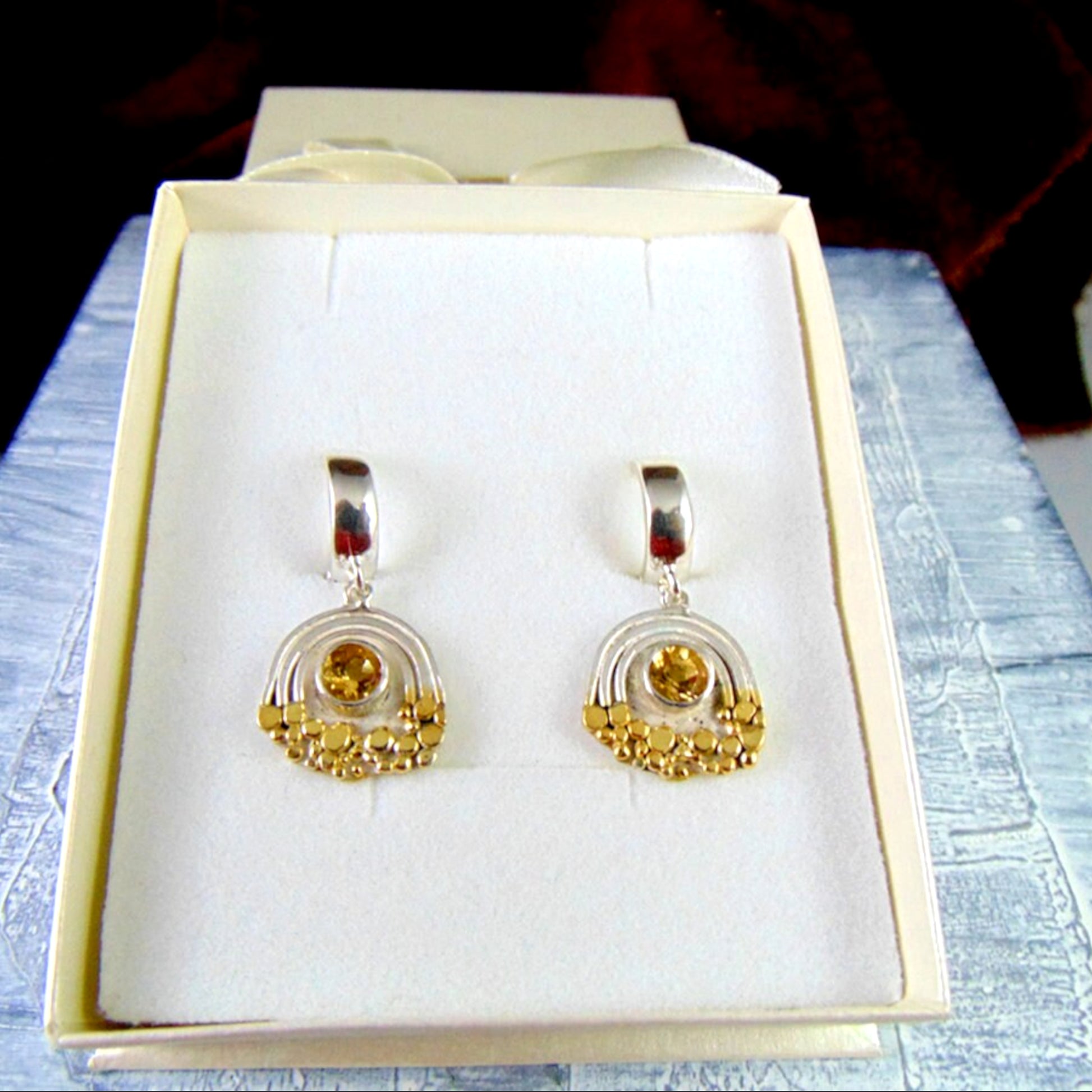 Kolczyki srebrne z cytrynami "Złoty Piasek" - EPIR Art Jewellery&Gemstone