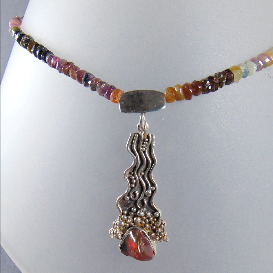 Naszyjnik z czarnym opalem i turmalinami - EPIR Art Jewellery&Gemstone