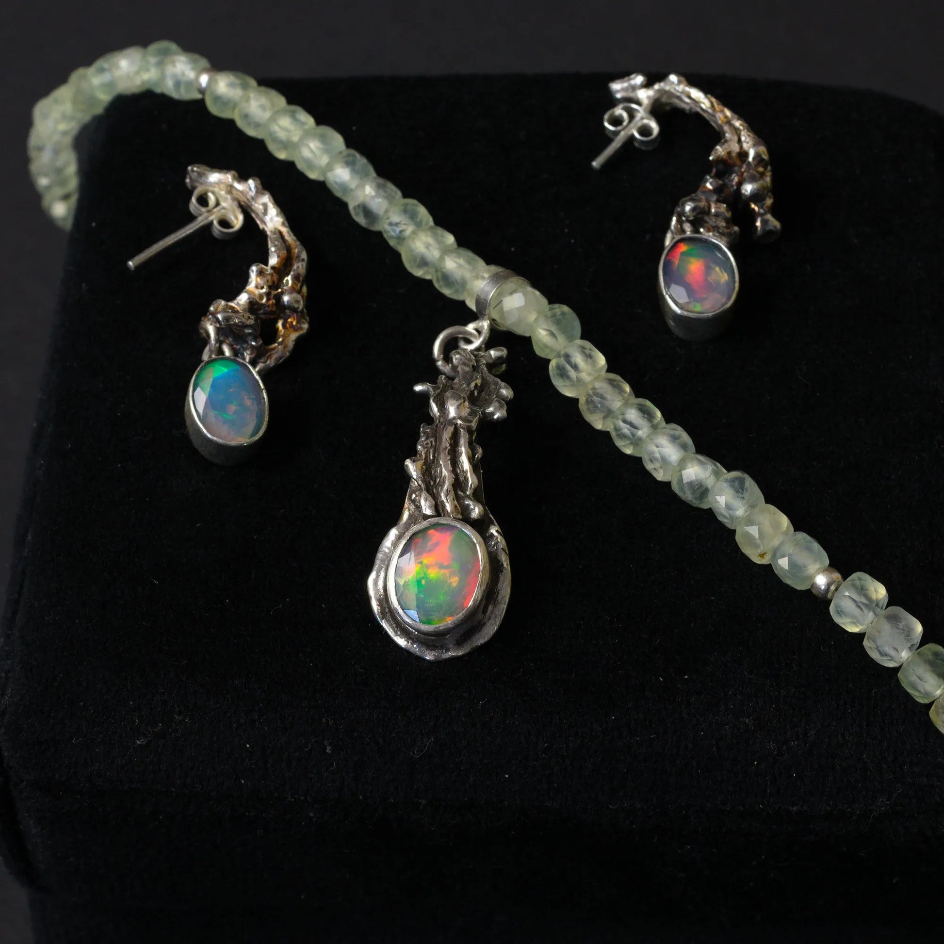 Naszyjnik z opalem i serpentynitami - EPIR Art Jewellery&Gemstone