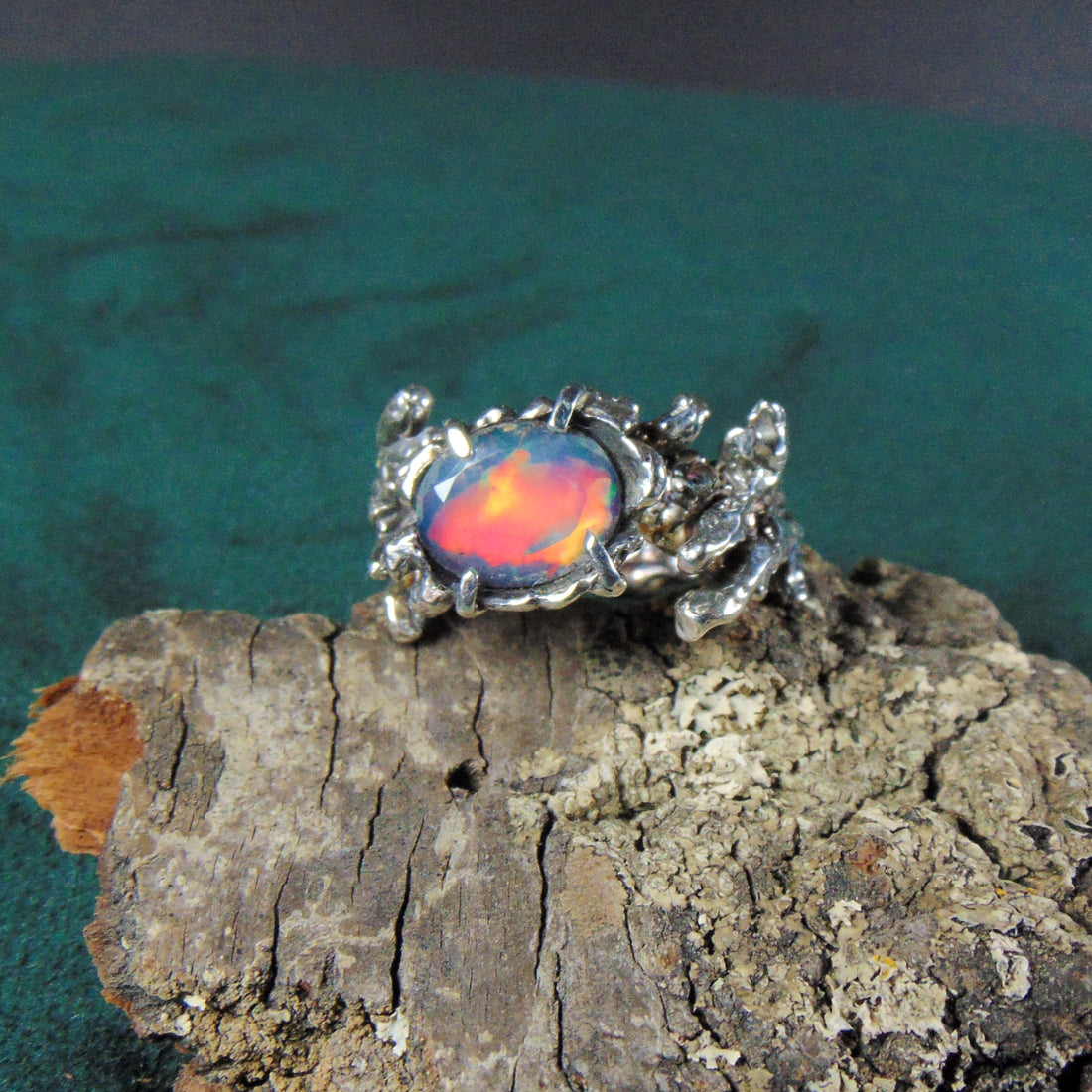 Pierścionek "Gałązki" z opalem - EPIR Art Jewellery&Gemstone