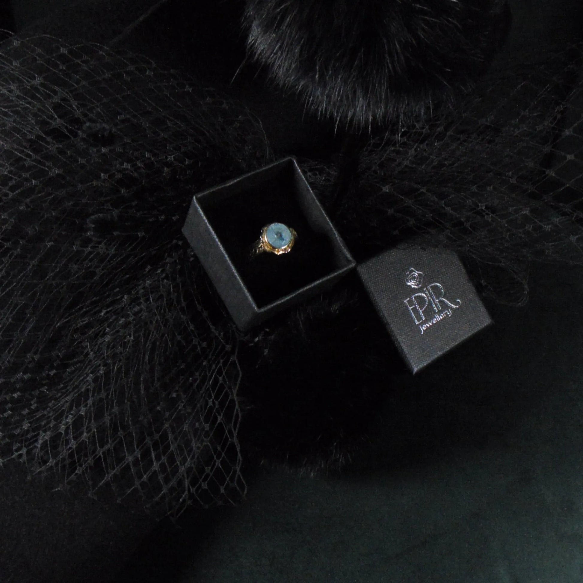 Pierścionek pozłacany z akwamarynem - EPIR Art Jewellery&Gemstone