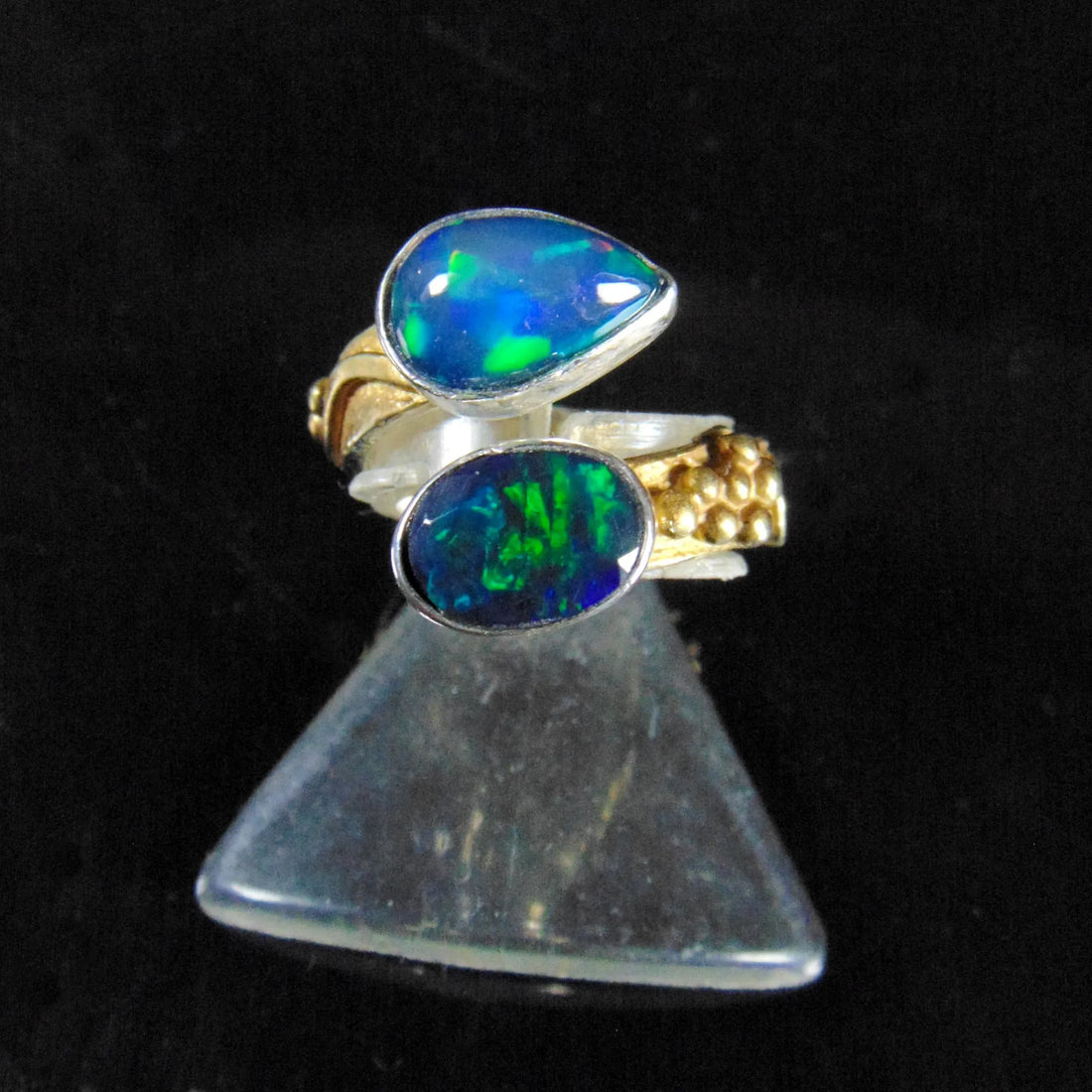 Pierścionek z dwoma opalami "Nocne niebo" - EPIR Art Jewellery&Gemstone