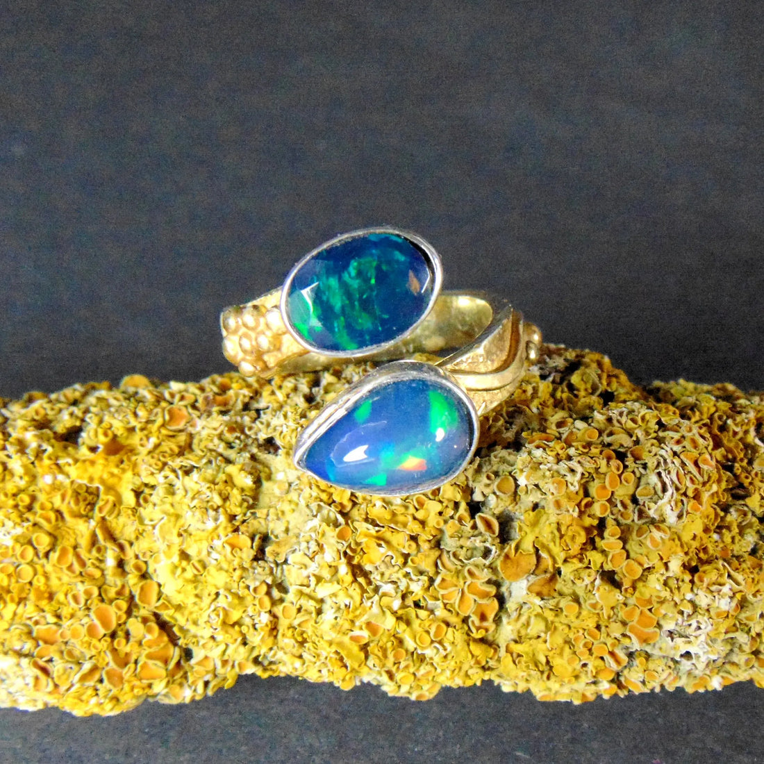 Pierścionek z dwoma opalami "Nocne niebo" - EPIR Art Jewellery&Gemstone