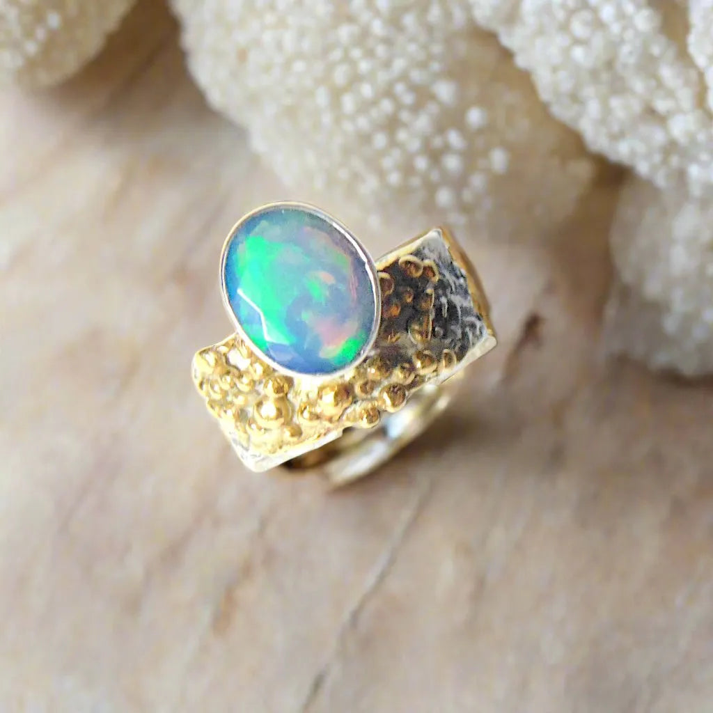 Pierścionek z tęczowym opalem - EPIR Art Jewellery&Gemstone