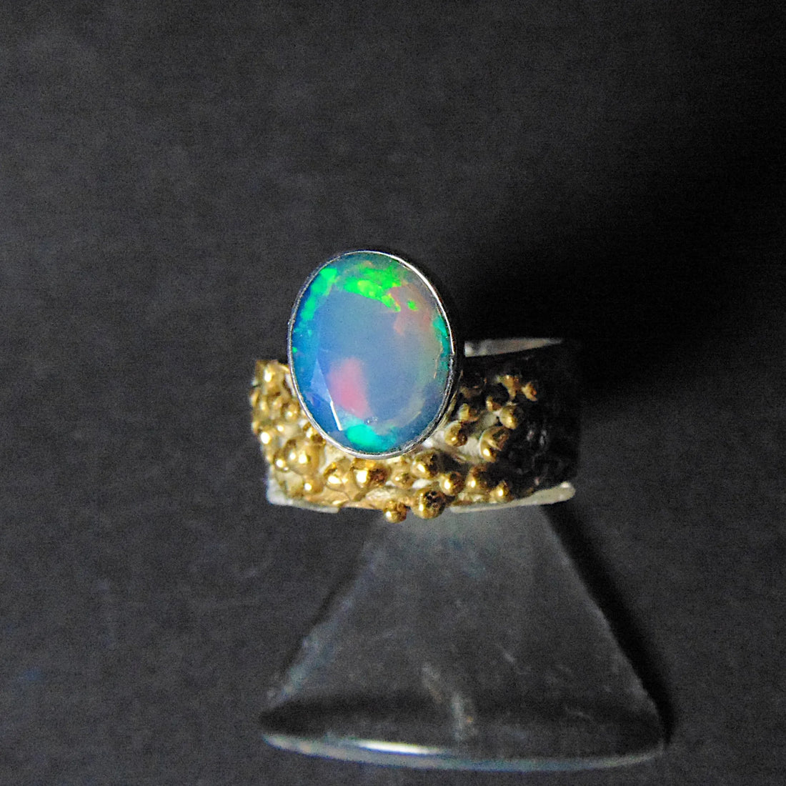 Pierścionek z tęczowym opalem - EPIR Art Jewellery&Gemstone