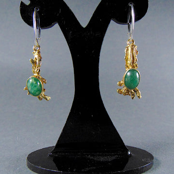 Pozłacane kolczyki "Gałązki" ze szmaragdami - EPIR Art Jewellery&Gemstone