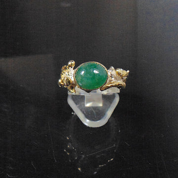 Pozłacany pierścionek "Gałązki" ze szmaragdem brazylijskim - EPIR Art Jewellery&Gemstone