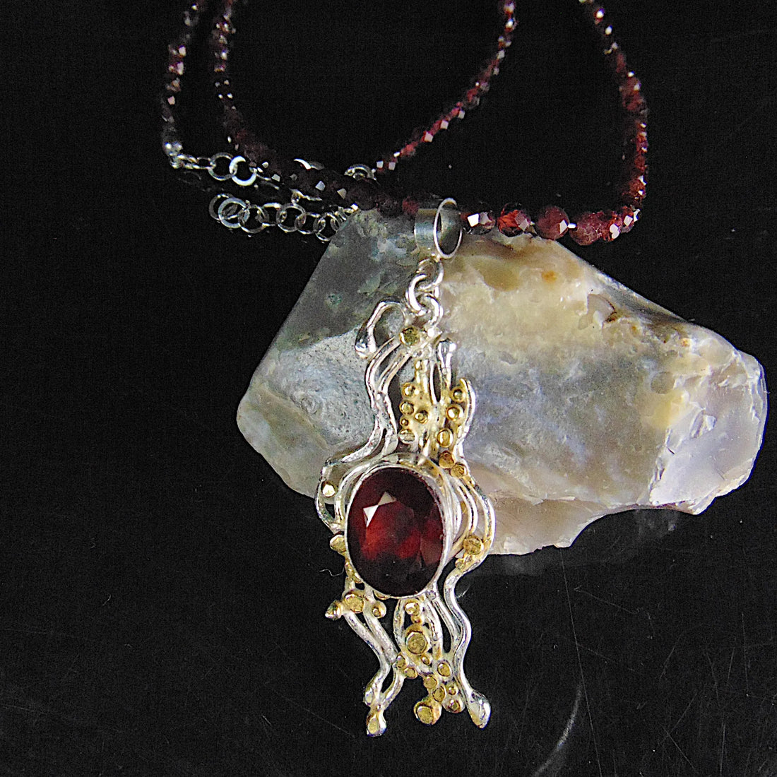 Wisior srebrny pozłacany z granatem - EPIR Art Jewellery&Gemstone