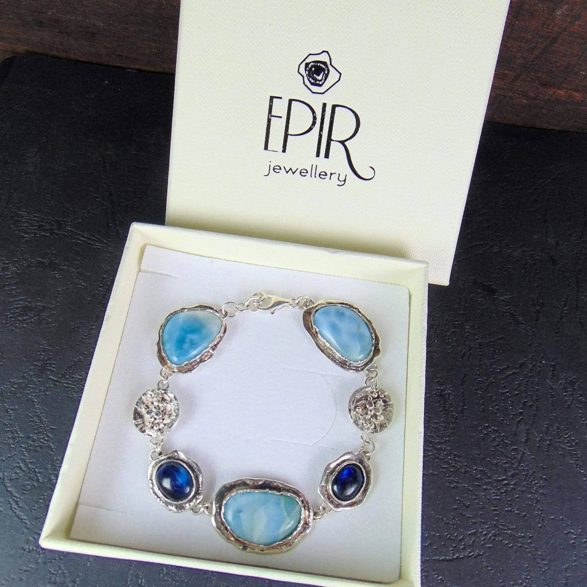 Bransoletka z larimarami i kyanitami - EPIR Art Jewellery&Gemstone