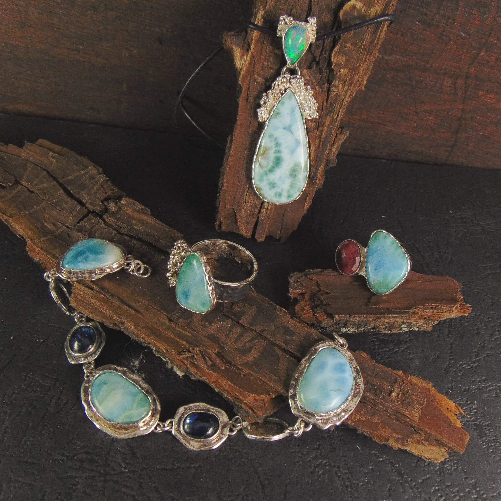 Bransoletka z larimarami i kyanitami - EPIR Art Jewellery&Gemstone