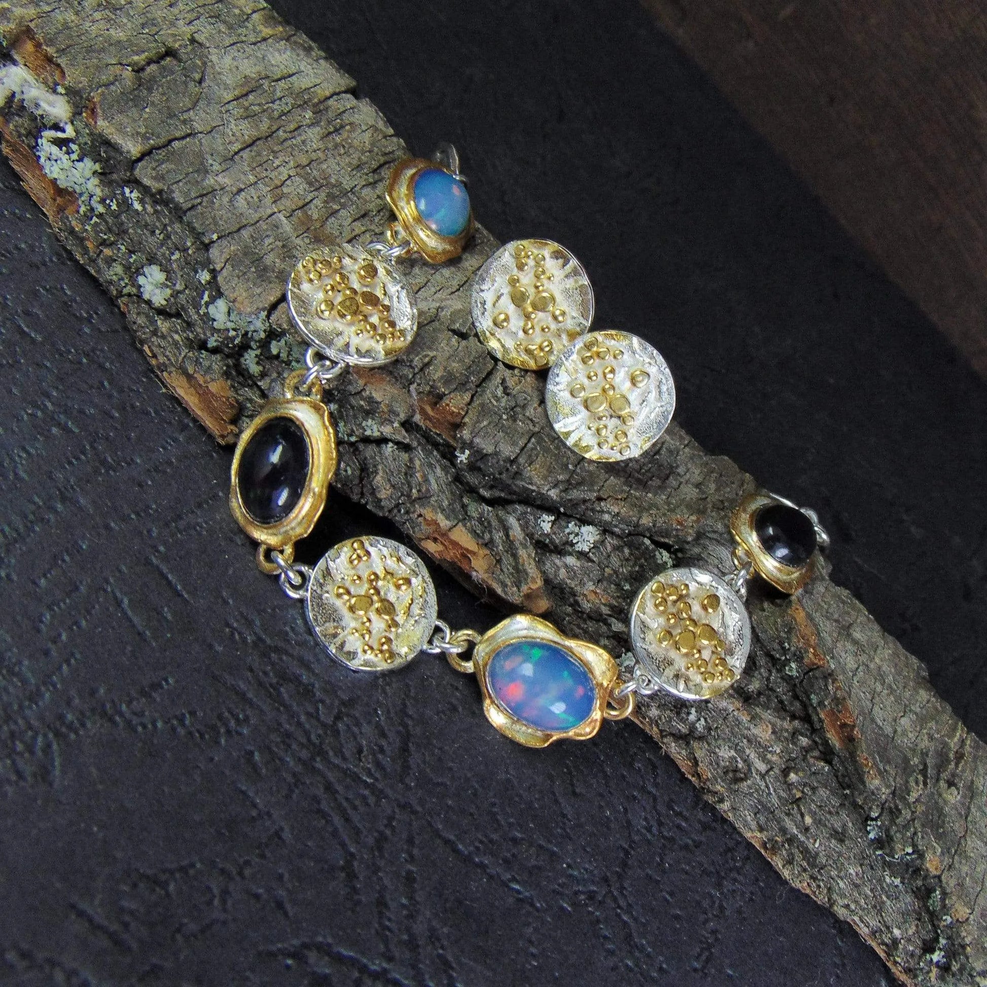 Bransoletka z niebieskimi i czarnymi opalami - EPIR Art Jewellery&Gemstone