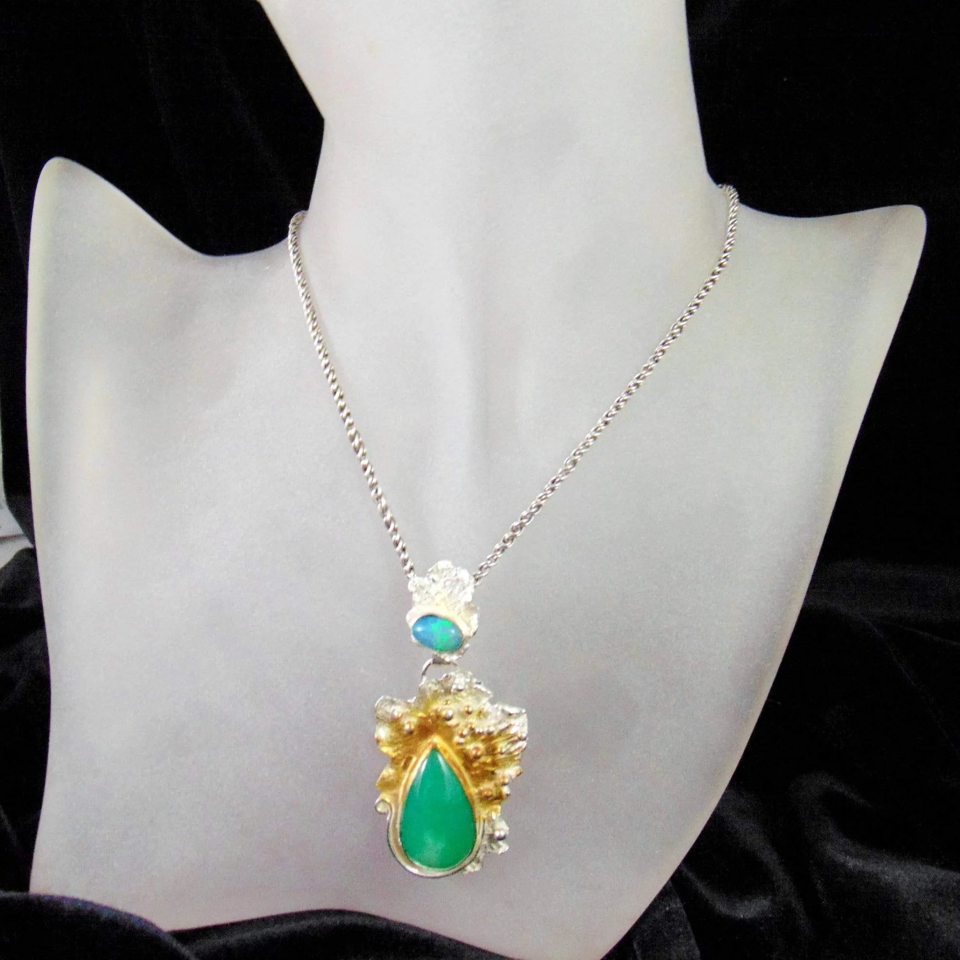 Fantazyjny wisior z chryzoprazem i opalem - EPIR Art Jewellery&Gemstone