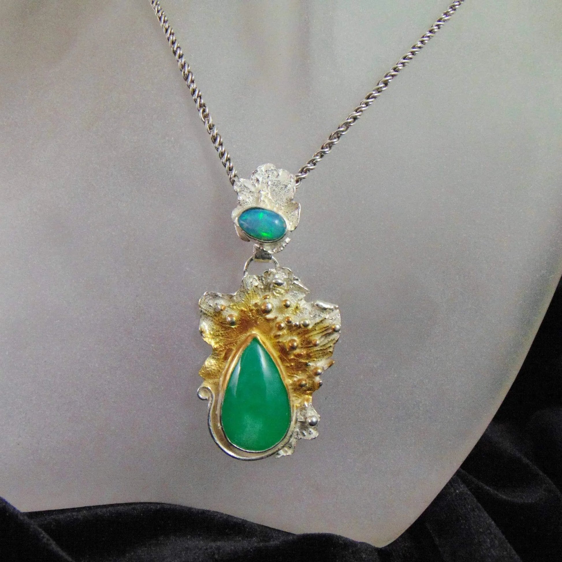 Fantazyjny wisior z chryzoprazem i opalem - EPIR Art Jewellery&Gemstone