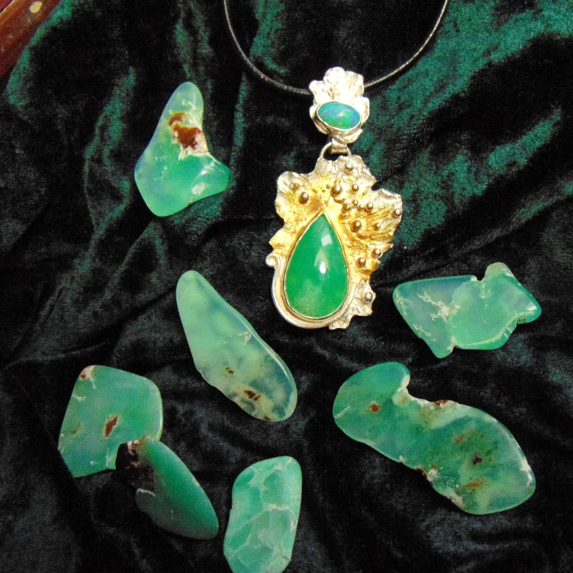 Fantazyjny wisior z chryzoprazem i opalem - EPIR Art Jewellery&Gemstone