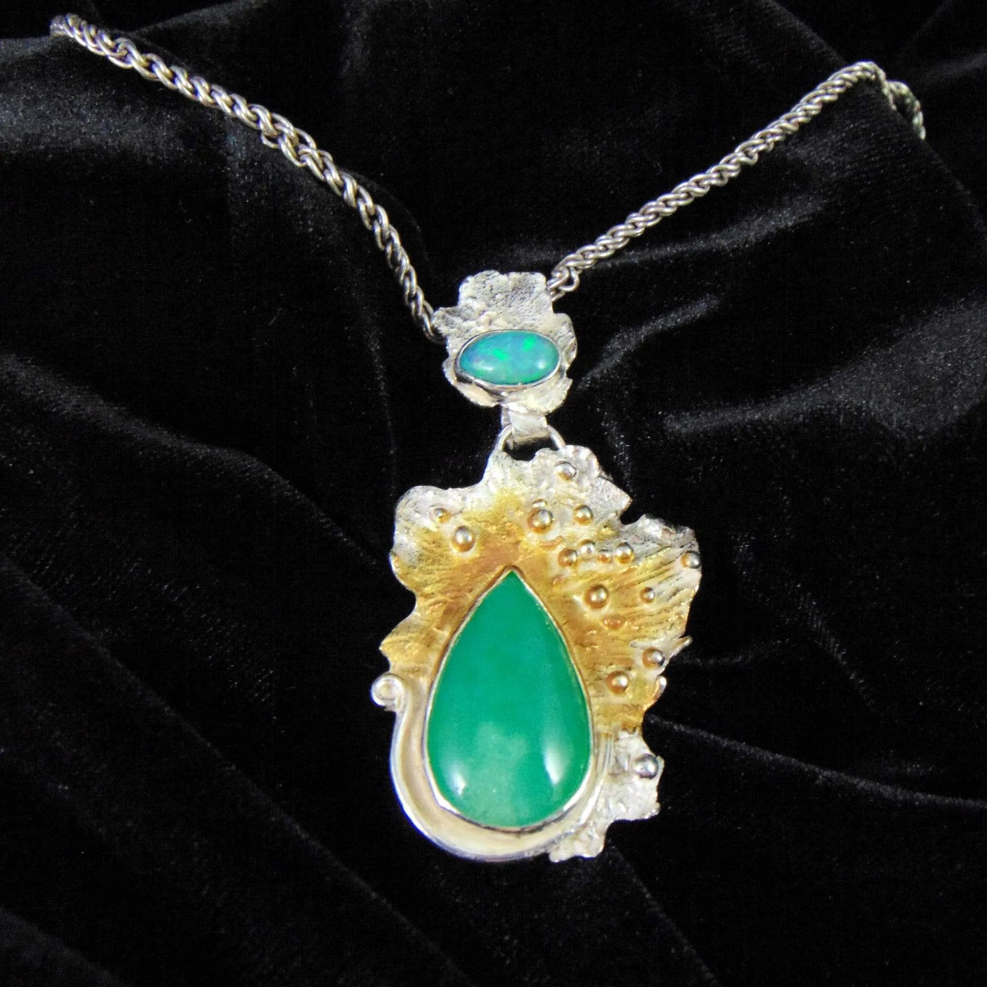 Fantazyjny wisior z chryzoprazem i opalem - EPIR Art Jewellery&Gemstone