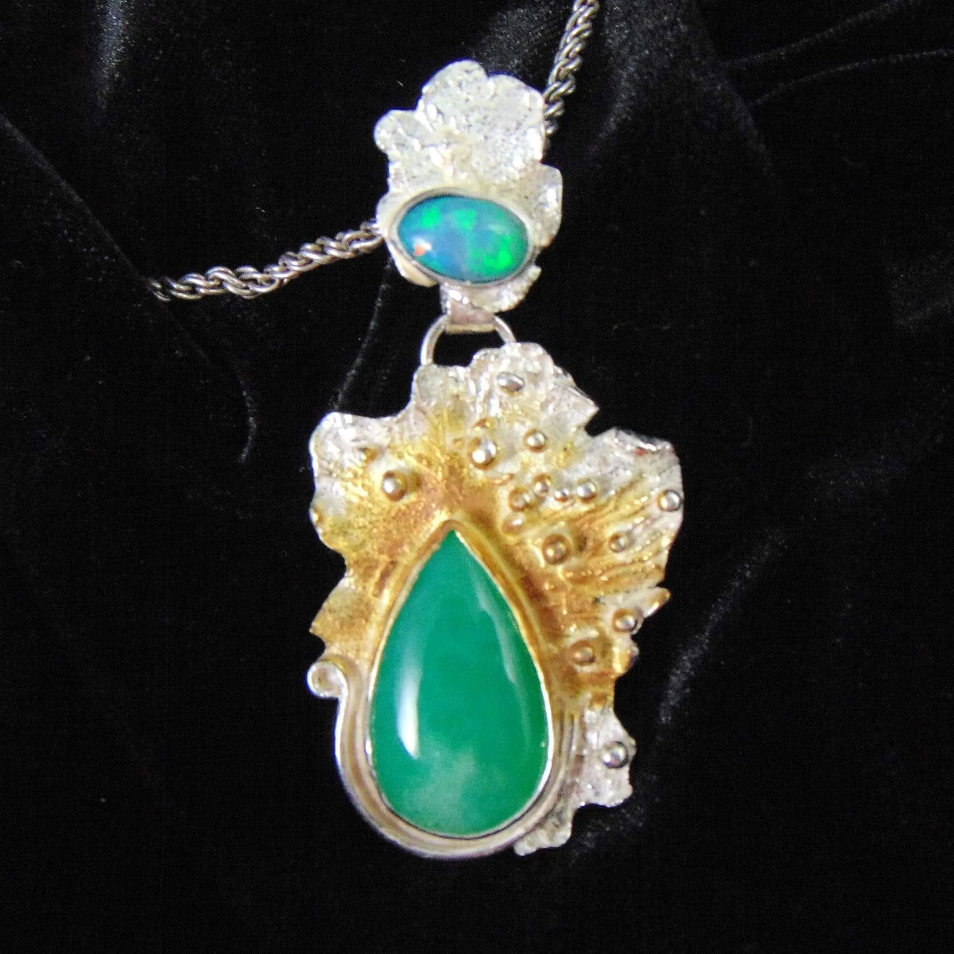 Fantazyjny wisior z chryzoprazem i opalem - EPIR Art Jewellery&Gemstone