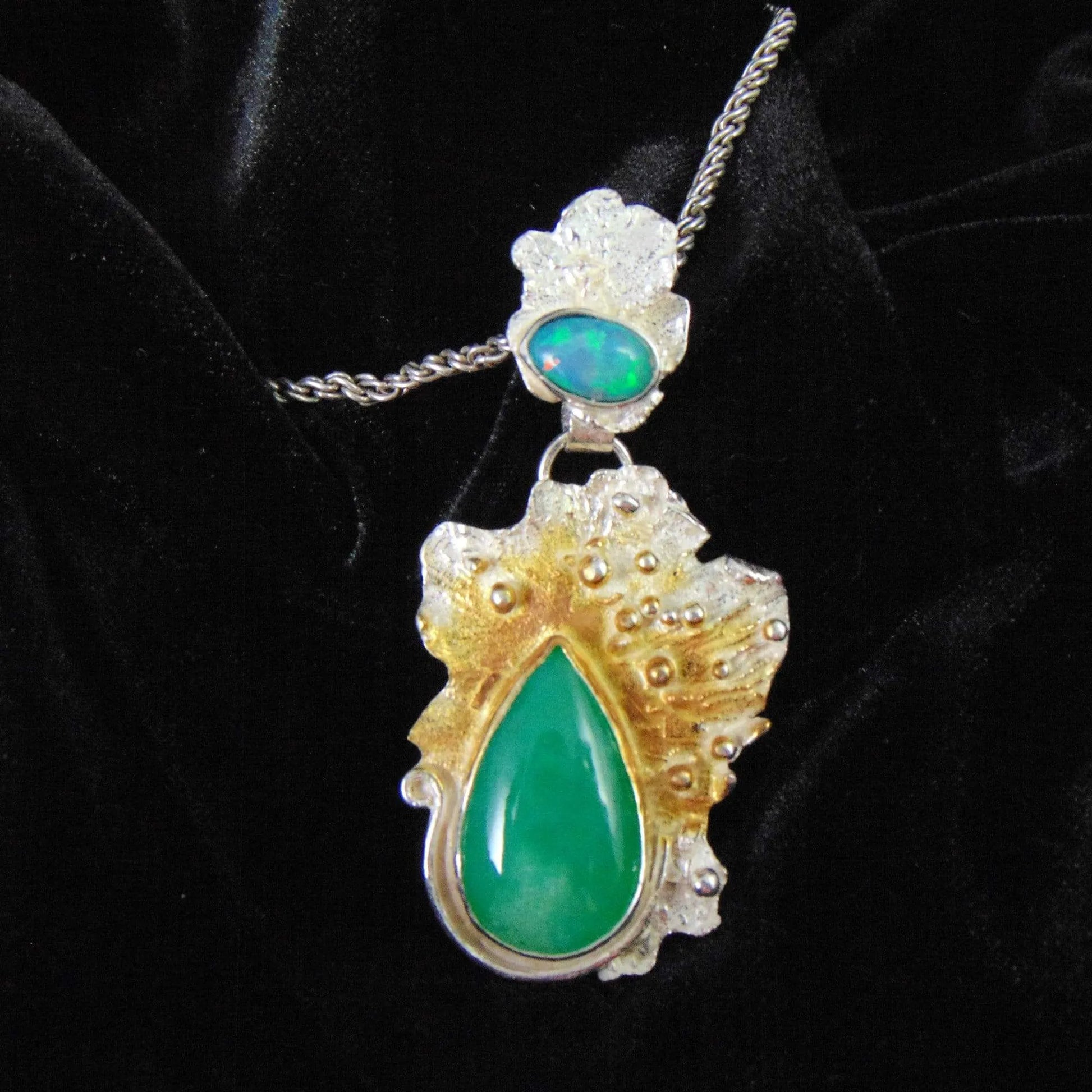 Fantazyjny wisior z chryzoprazem i opalem - EPIR Art Jewellery&Gemstone