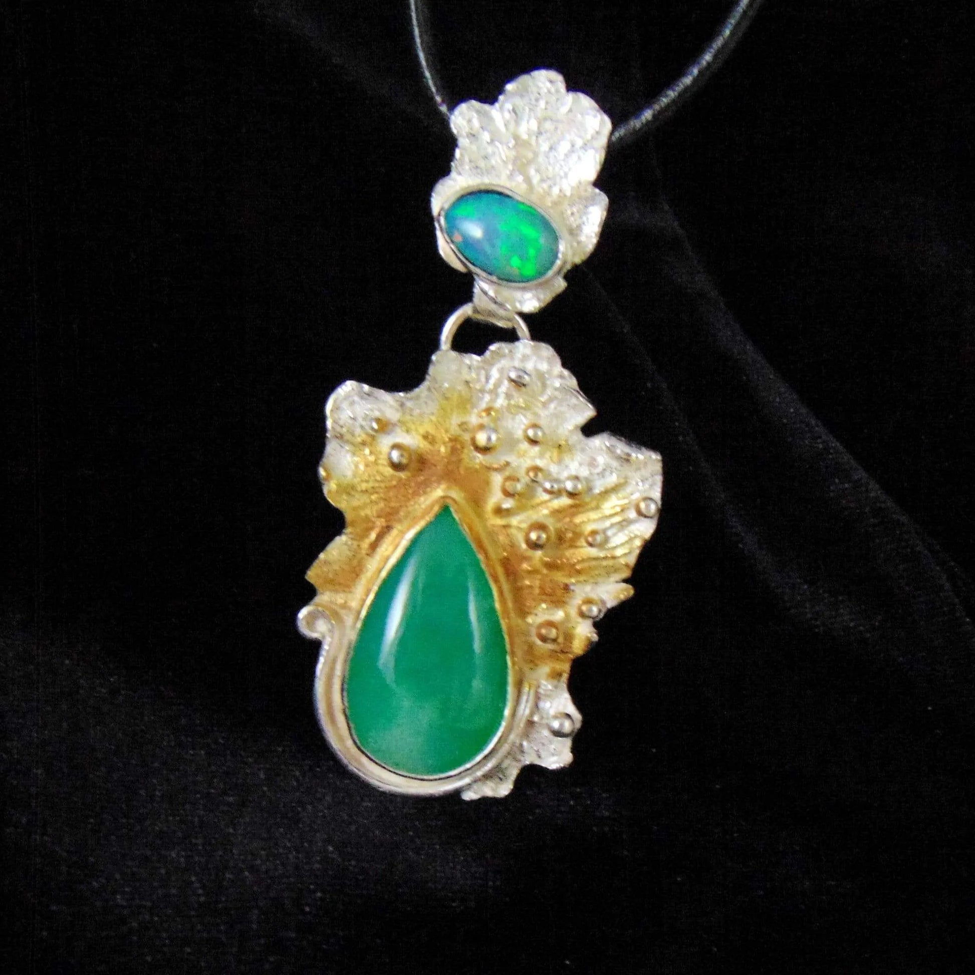 Fantazyjny wisior z chryzoprazem i opalem - EPIR Art Jewellery&Gemstone