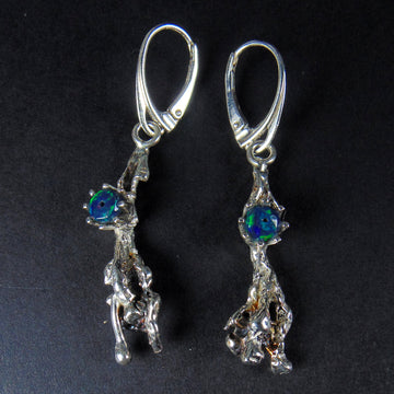 Kolczyki Srebrne z Czarnymi Opalami "Gałązki" - EPIR Art Jewellery&Gemstone