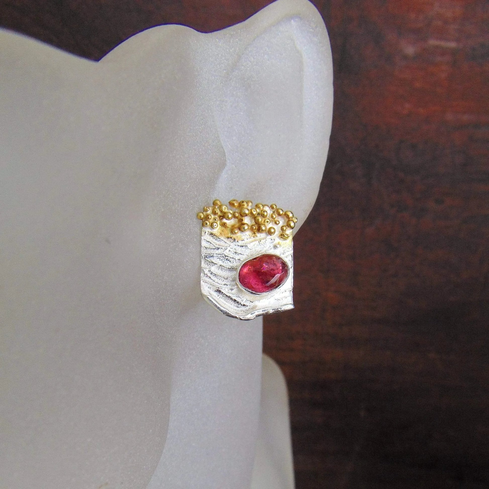 Kolczyki sztyfty z czerwonymi turmalinami - EPIR Art Jewellery&Gemstone