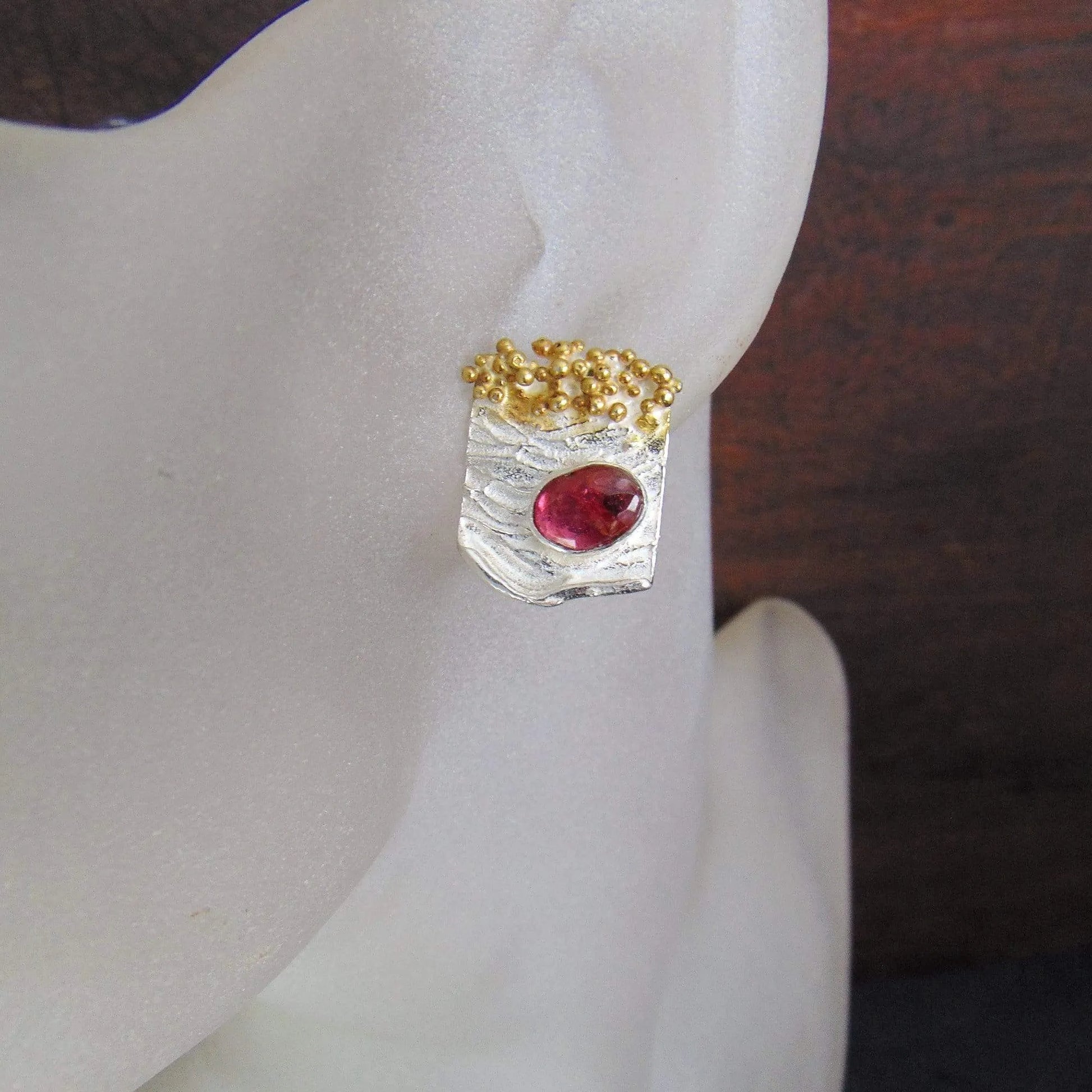 Kolczyki sztyfty z czerwonymi turmalinami - EPIR Art Jewellery&Gemstone