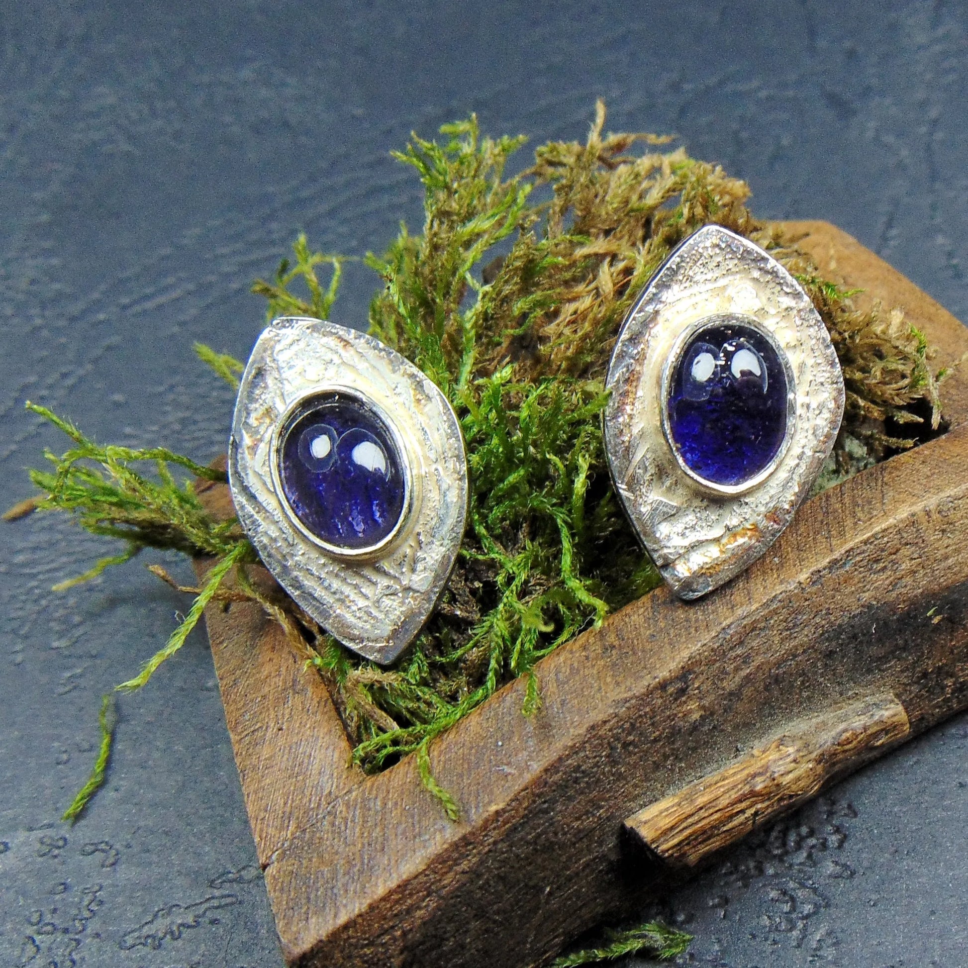 Kolczyki sztyfty z iolitami - EPIR Art Jewellery&Gemstone