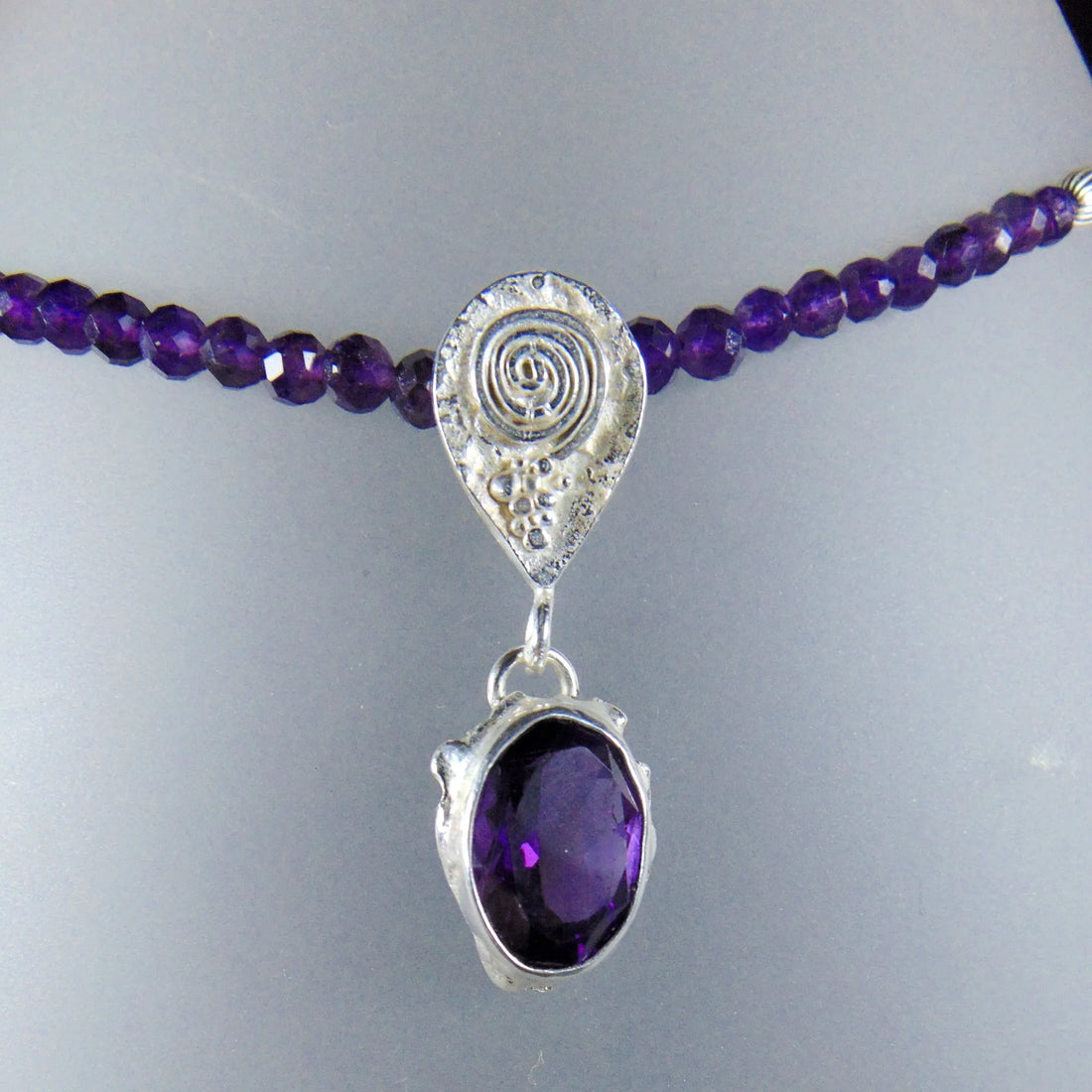 Naszyjnik z ametystów z wisiorkiem z ametystem - EPIR Art Jewellery&Gemstone