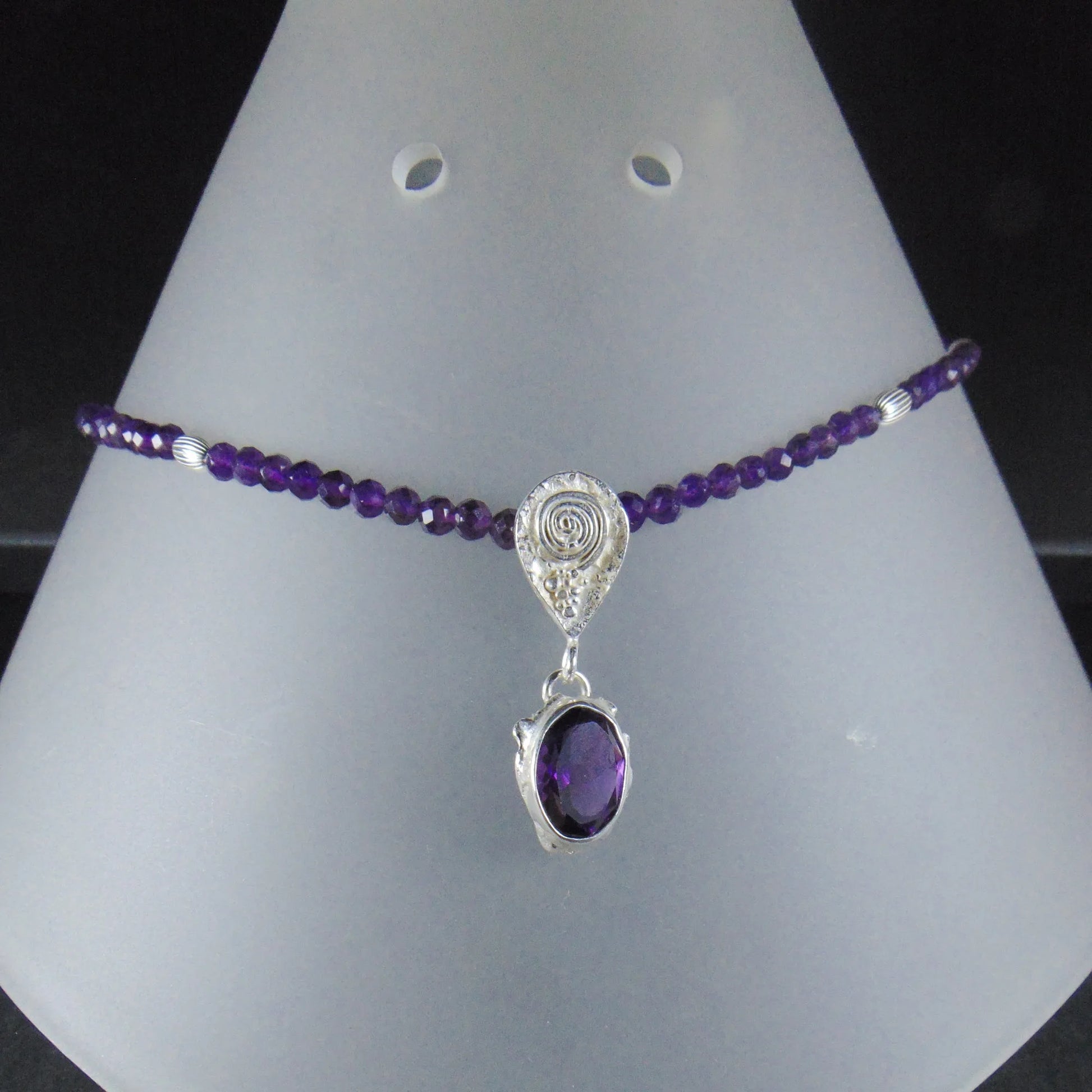 Naszyjnik z ametystów z wisiorkiem z ametystem - EPIR Art Jewellery&Gemstone