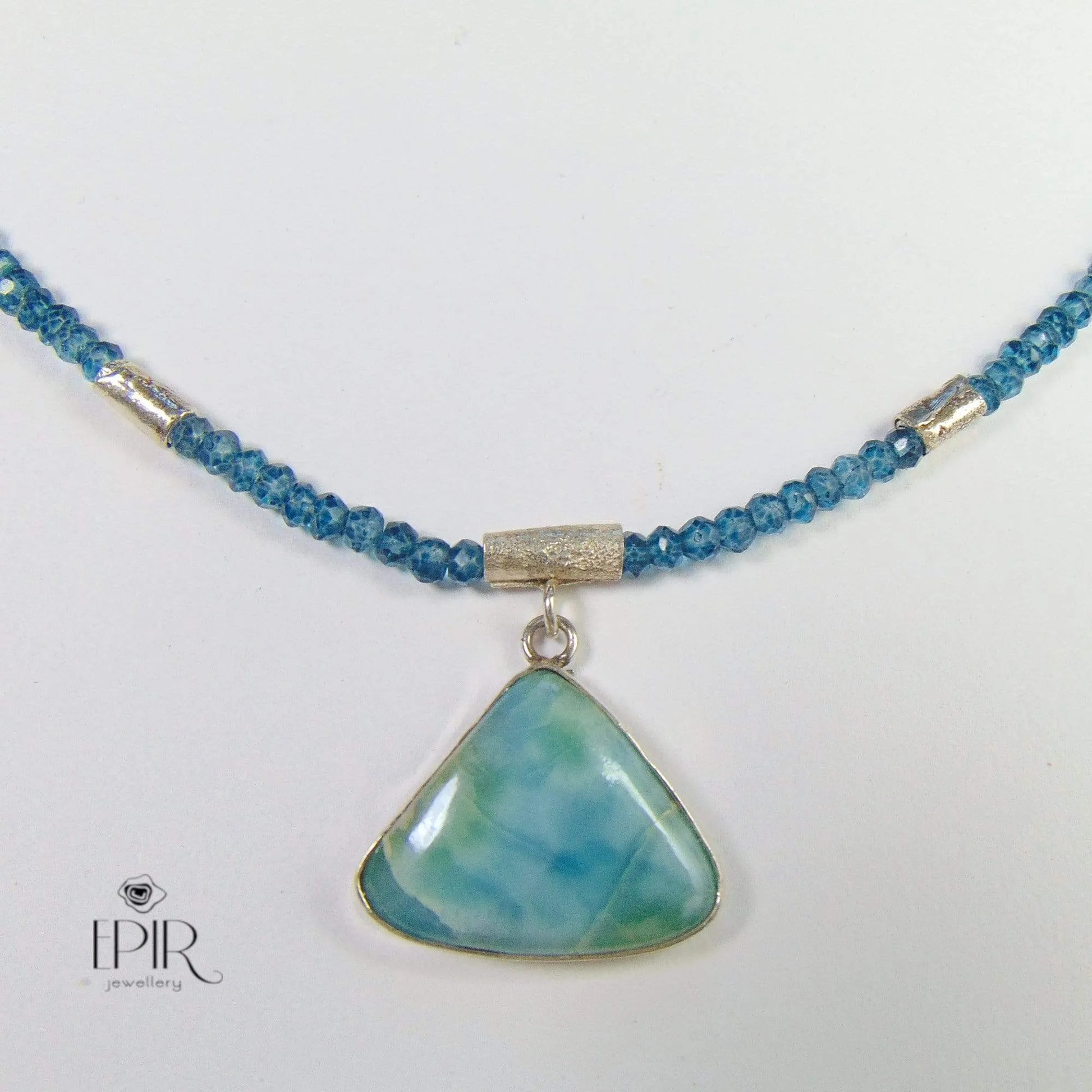 Naszyjnik z larimarem i fasetowanymi apatytami EPIR Art Silver Jewellery wisior