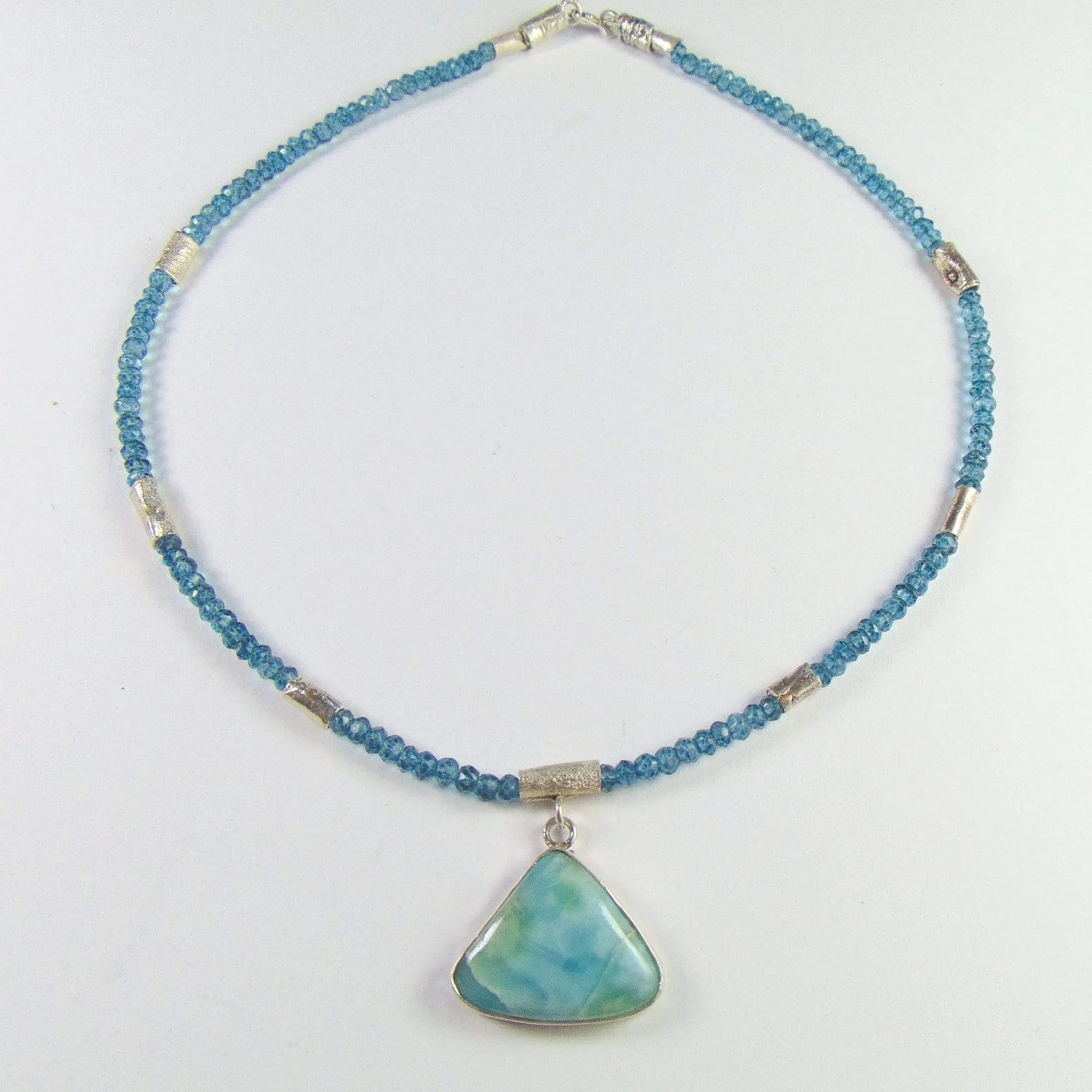 Naszyjnik z larimarem i fasetowanymi apatytami EPIR Art Silver Jewellery wisior