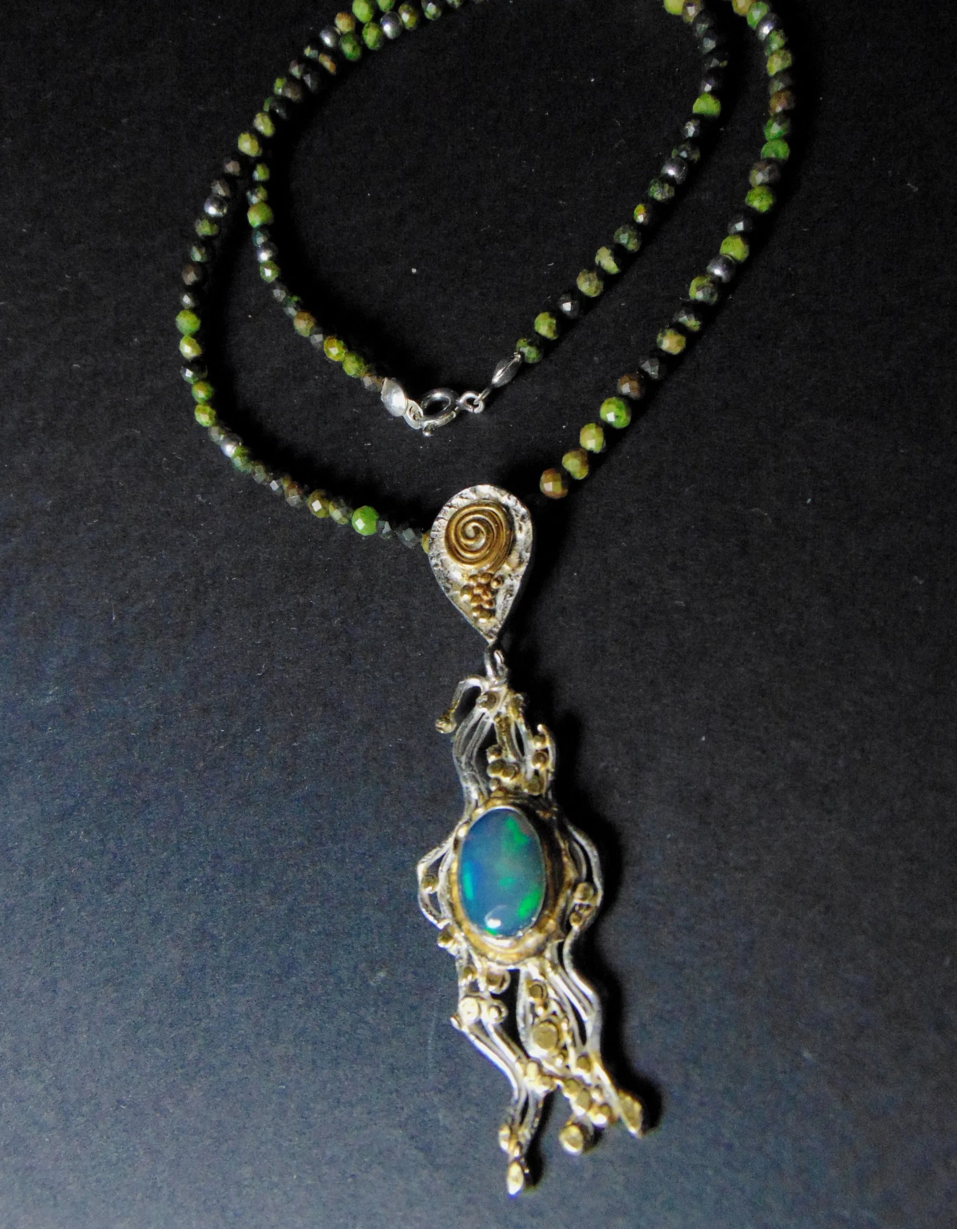Naszyjnik z zielono -niebieskim opalem - EPIR Art Jewellery&Gemstone