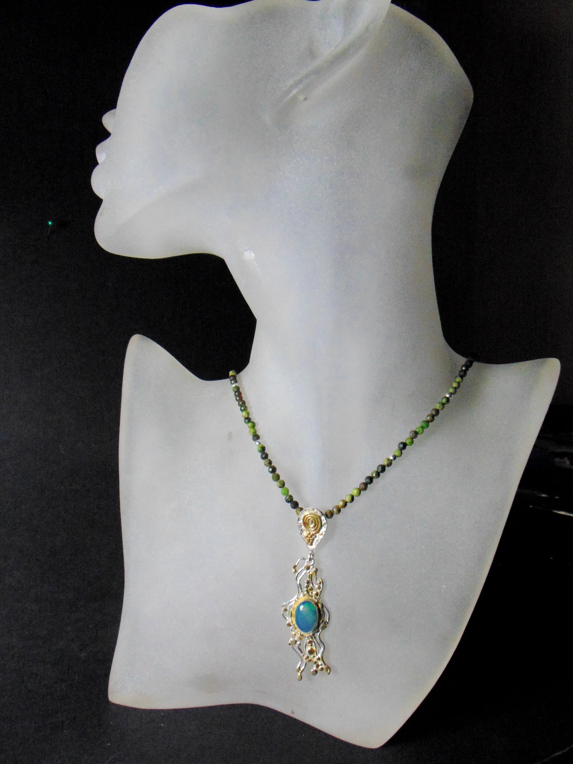 Naszyjnik z zielono -niebieskim opalem - EPIR Art Jewellery&Gemstone