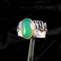 Obrączka Fakturowana z Opalem Etiopskim - EPIR Art Jewellery&Gemstone