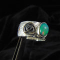 Obrączka Róże z Zielonym Opalem - EPIR Art Jewellery&Gemstone