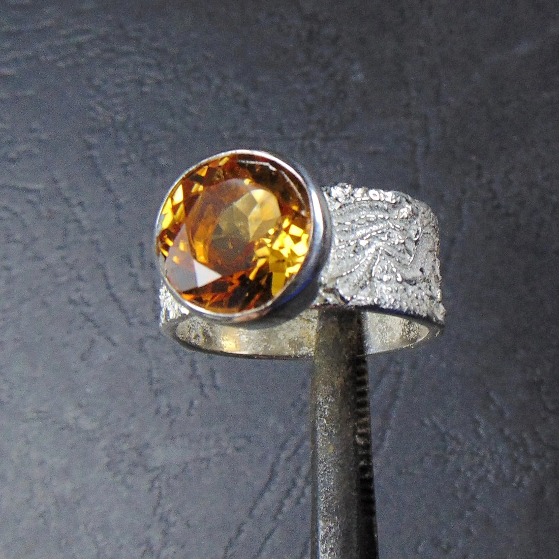 Obrączka srebrna z cytrynem - EPIR Art Jewellery&Gemstone