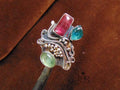 Obrączka Srebrna z Turmalinami i Apatytem - EPIR Art Jewellery&Gemstone