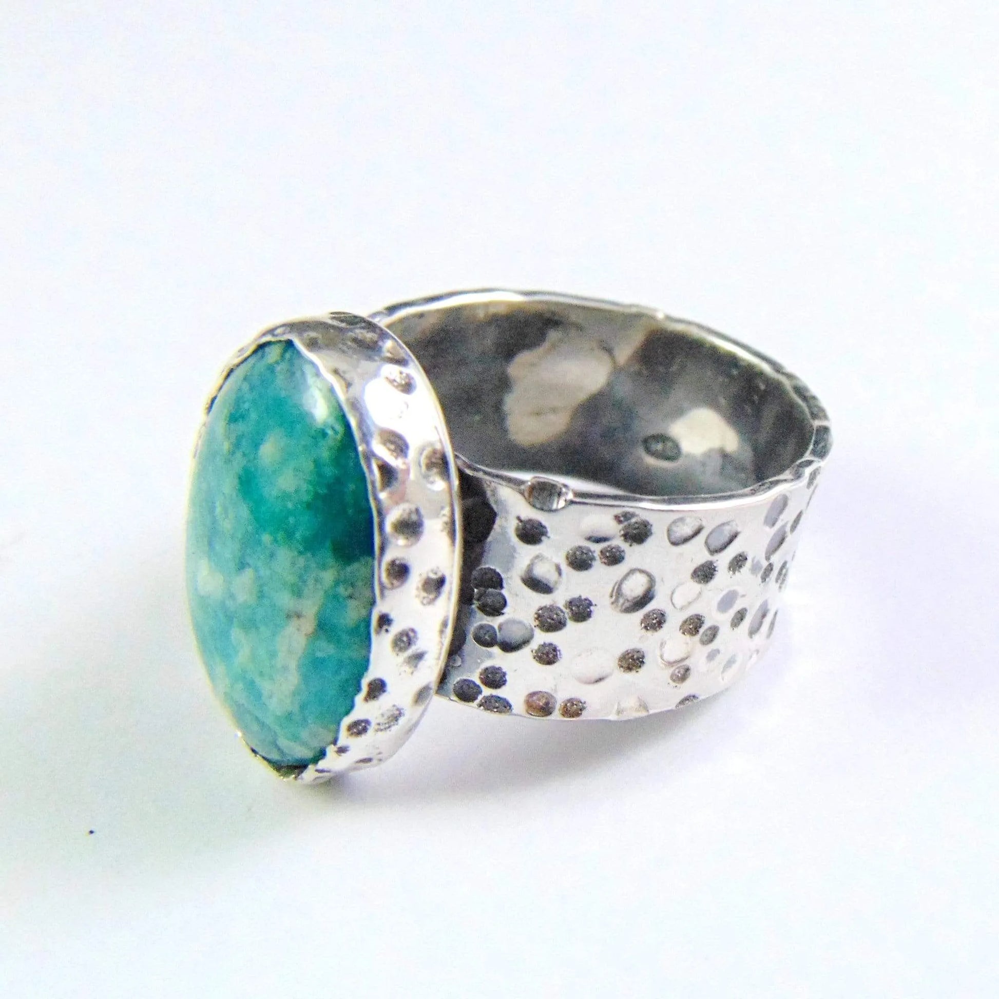 Obrączka z Młotkowana z Turkusem - EPIR Art Jewellery&Gemstone