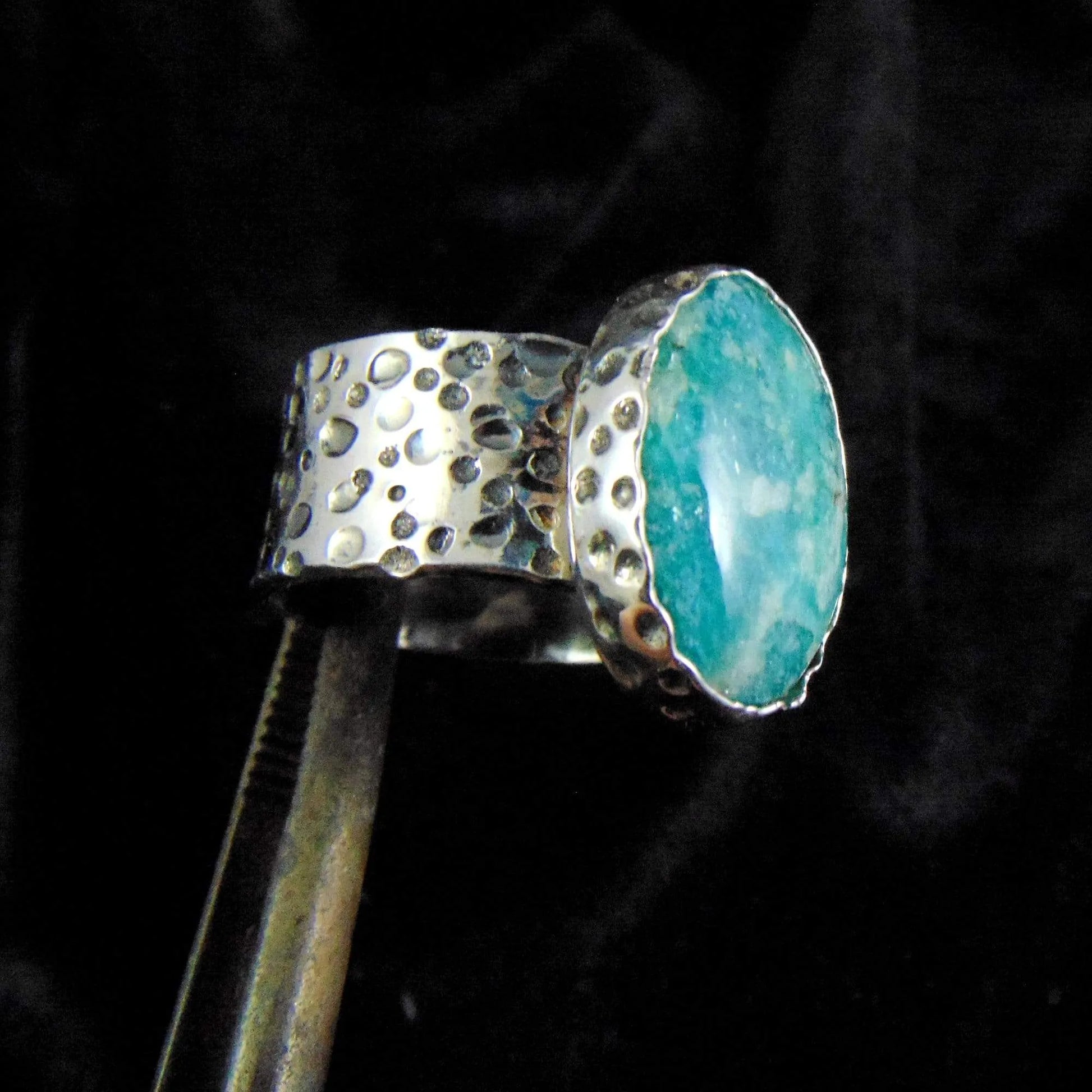 Obrączka z Młotkowana z Turkusem - EPIR Art Jewellery&Gemstone