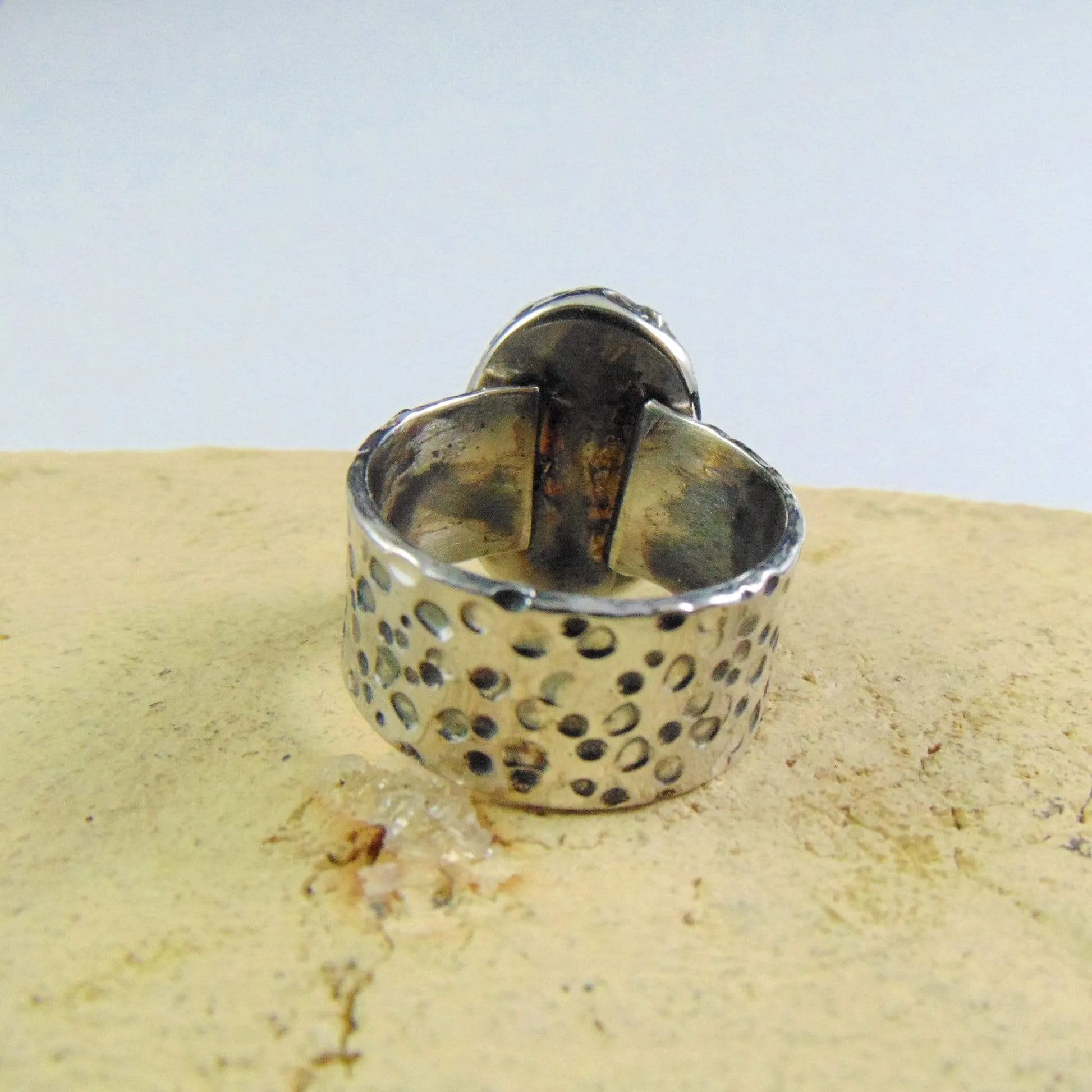 Obrączka z Młotkowana z Turkusem - EPIR Art Jewellery&Gemstone