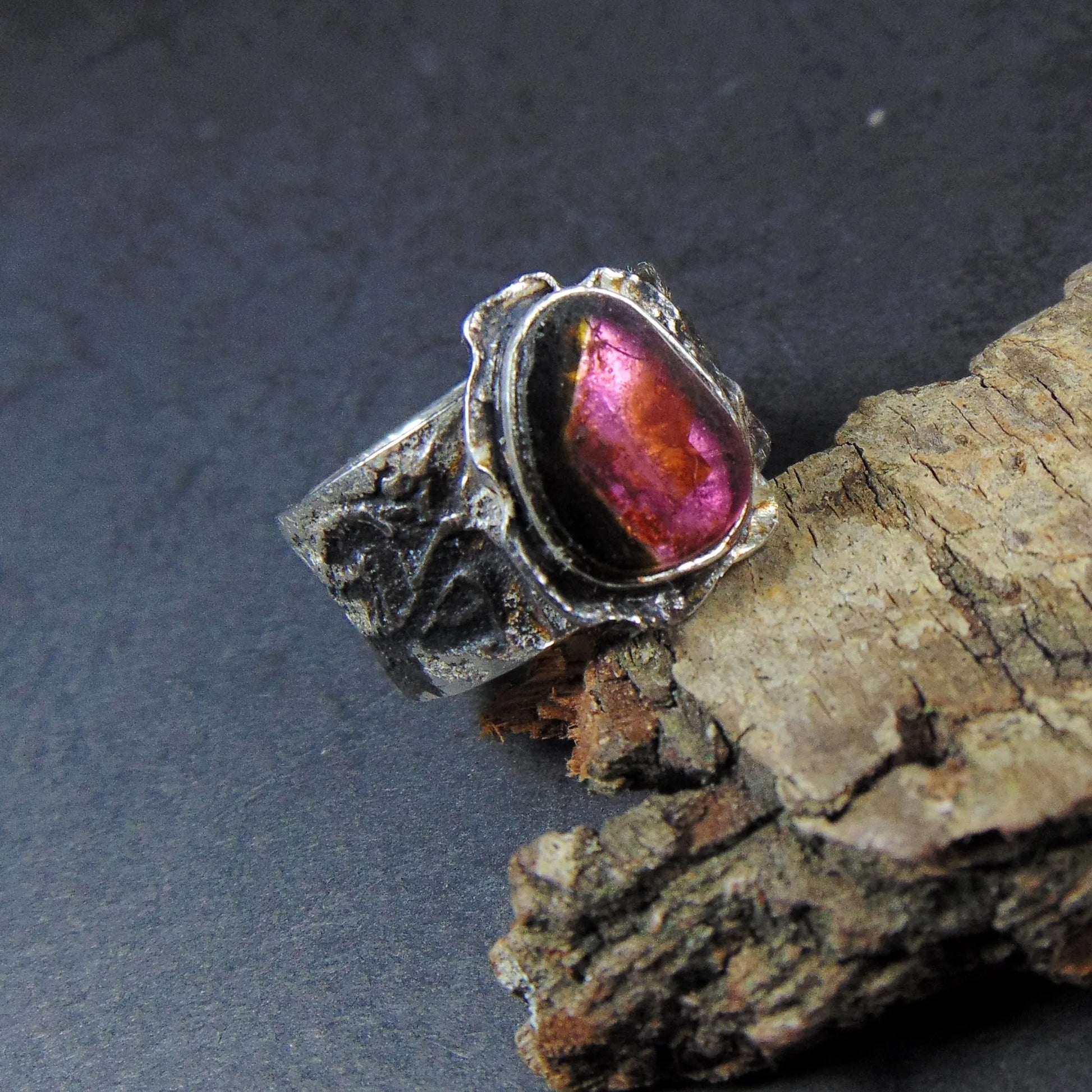 Obrączka z turmalinem arbuzowym - EPIR Art Jewellery&Gemstone