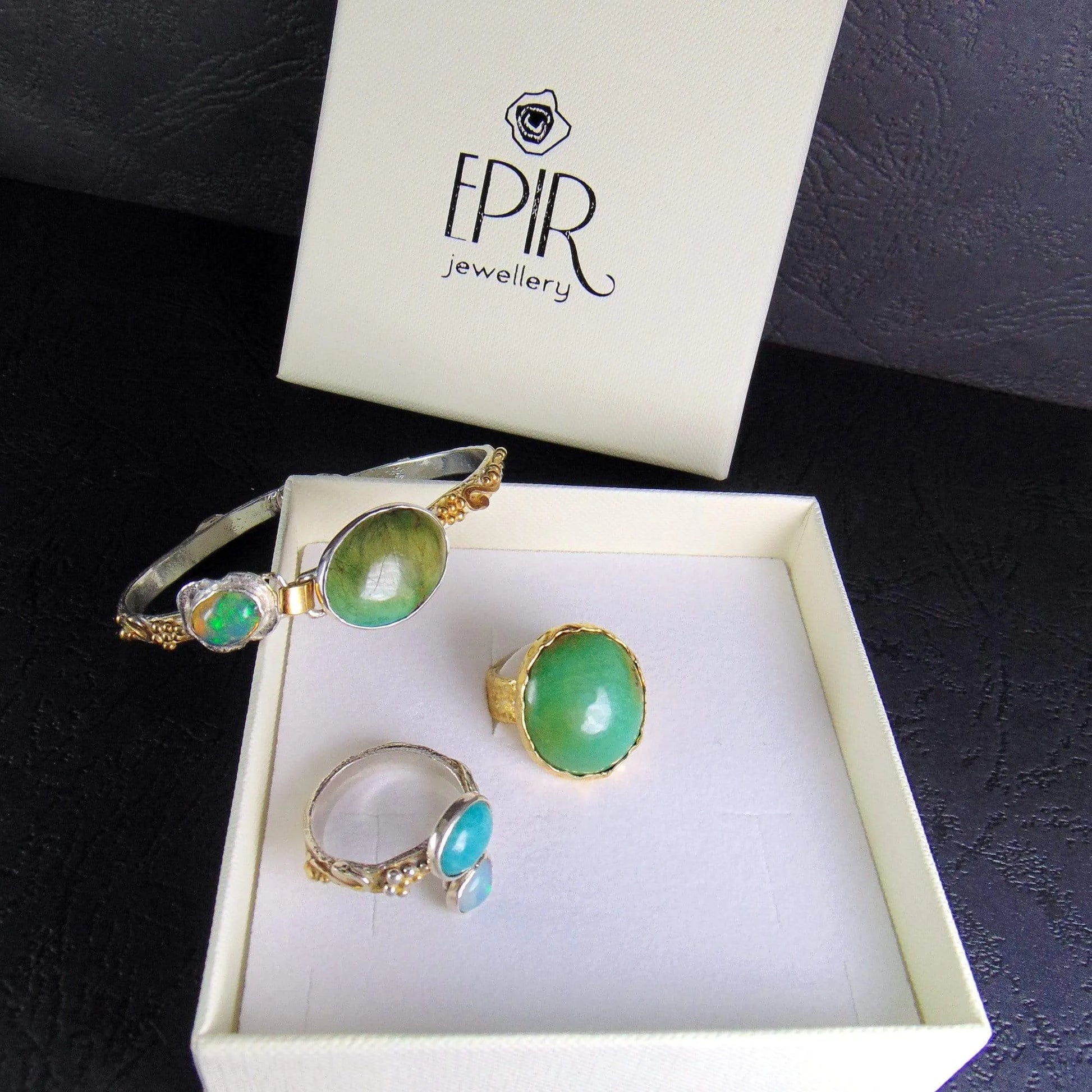 Pierścień z zielonym turkusem - EPIR Art Jewellery&Gemstone