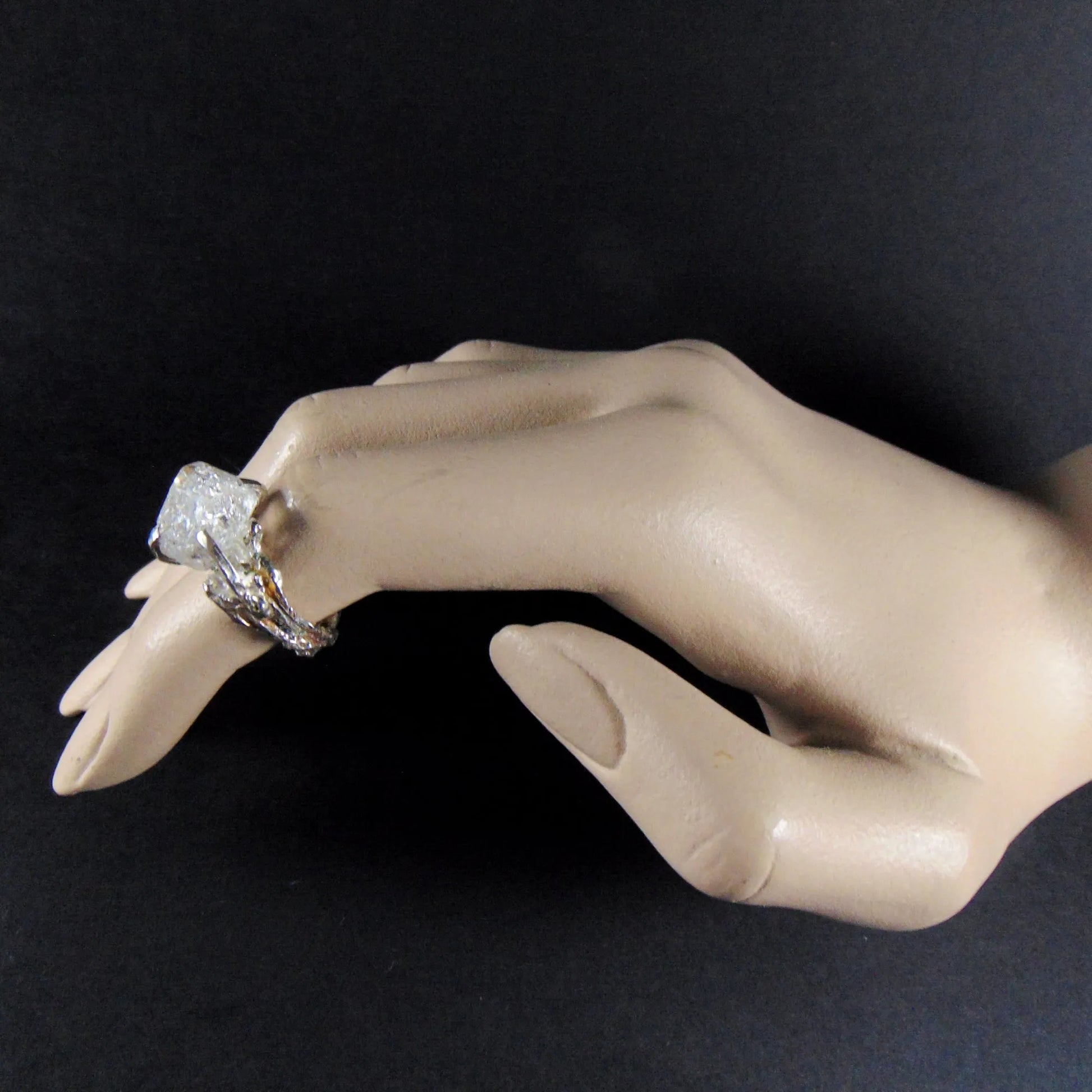 Pierścionek Gałązki z Kryształem Herkimer - EPIR Art Jewellery&Gemstone