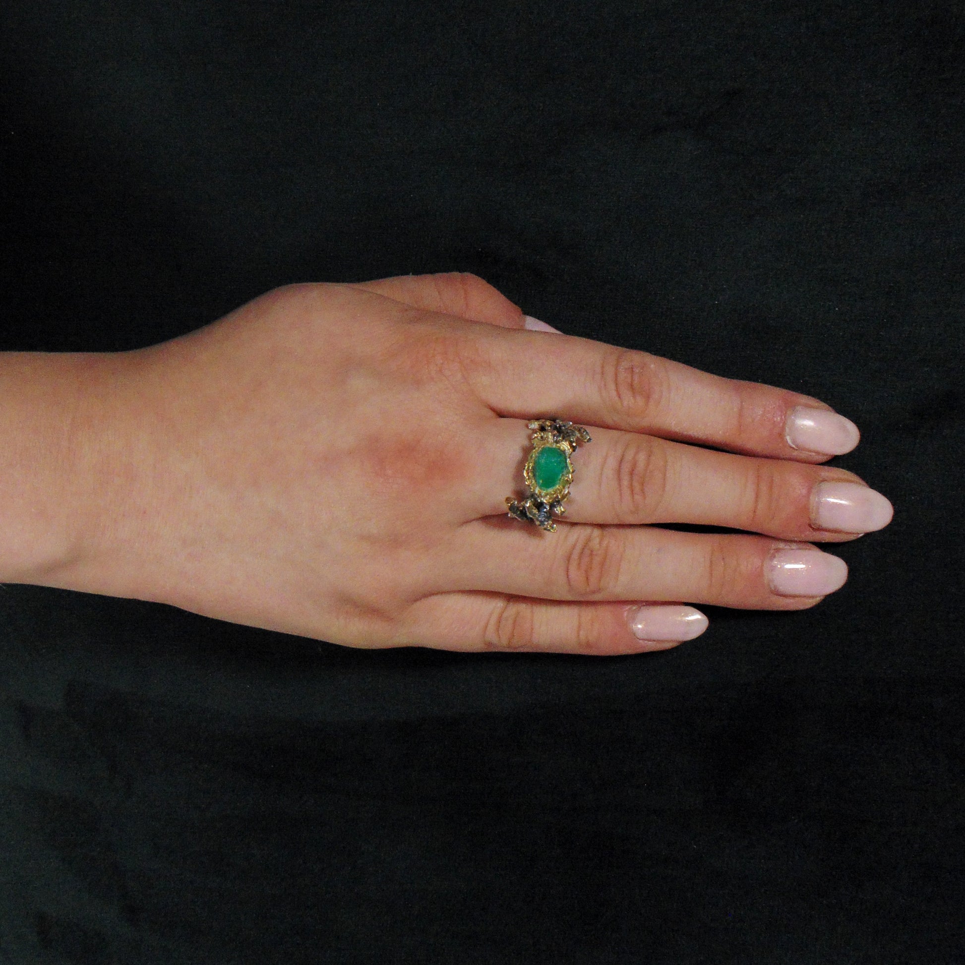 Pierścionek "Gałązki" z naturalnym szmaragdem - EPIR Art Jewellery&Gemstone