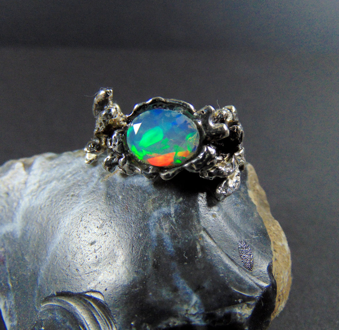 Pierścionek "Gałązki" z opalem - EPIR Art Jewellery&Gemstone