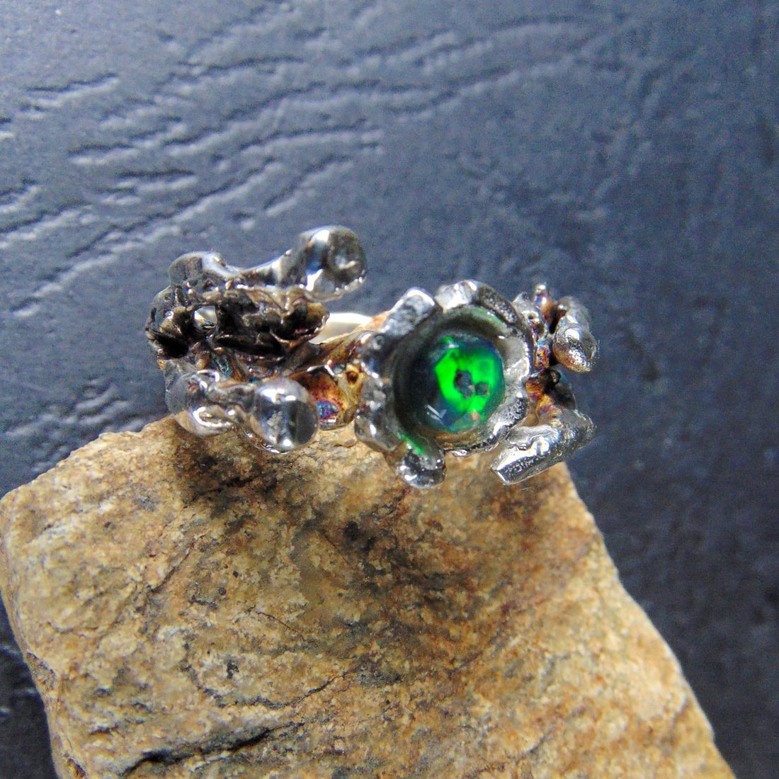 Pierścionek "Gałązki" z opalem I - EPIR Art Jewellery&Gemstone