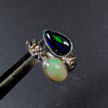 Pierścionek srebrny z dwoma opalami etiopskimi - EPIR Art Jewellery&Gemstone