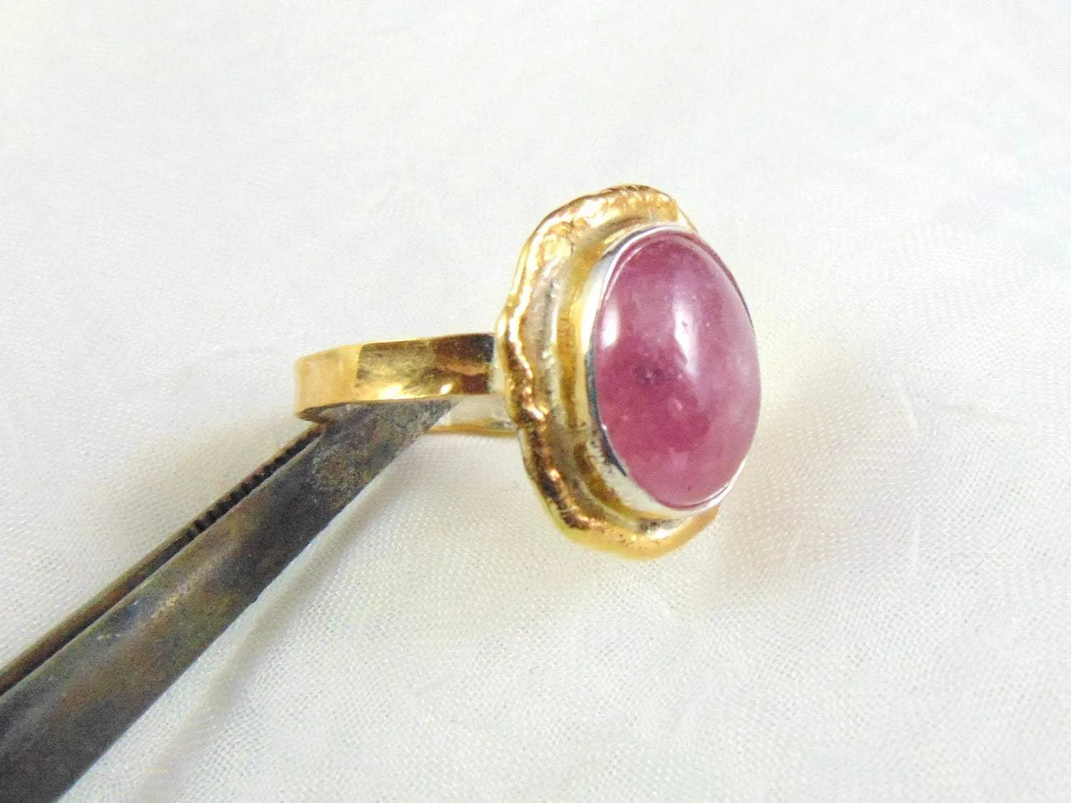 Pierścionek Srebrny z Rubinem, Obrączka z Różowym Rubinem - EPIR Art Jewellery&Gemstone