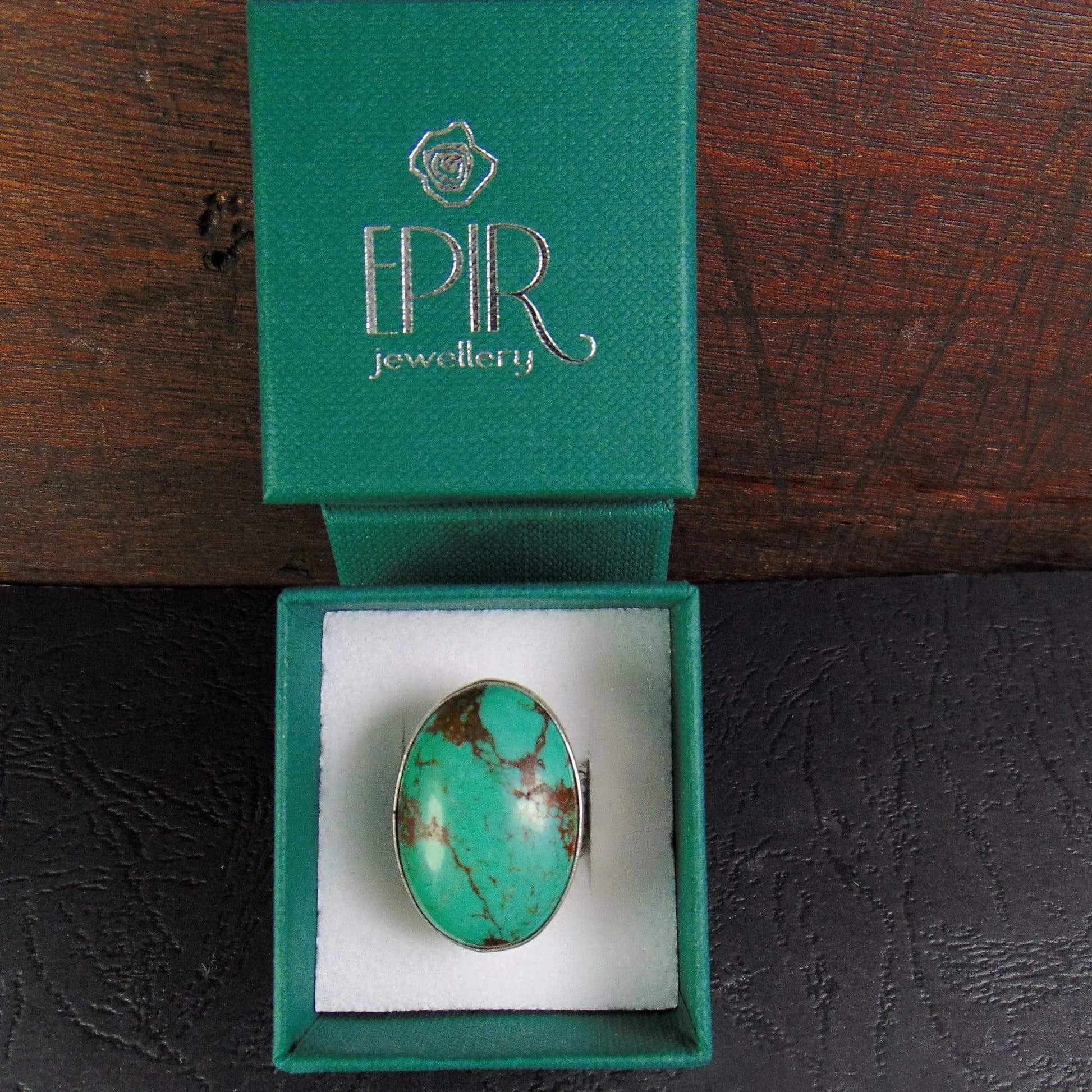 Pierścionek z dużym turkusem tybetańskim - EPIR Art Jewellery&Gemstone