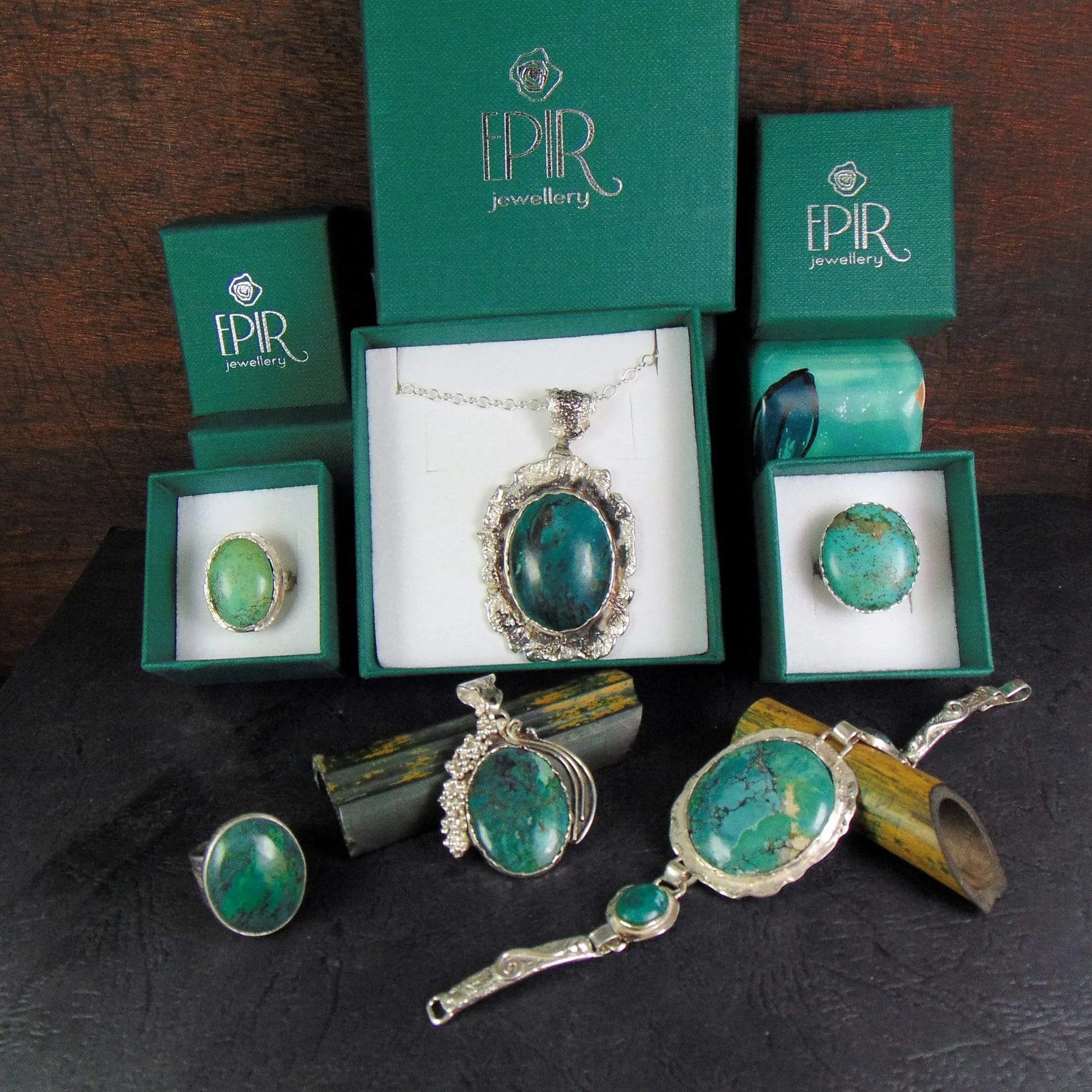 Pierścionek z zielonym turkusem - EPIR Art Jewellery&Gemstone