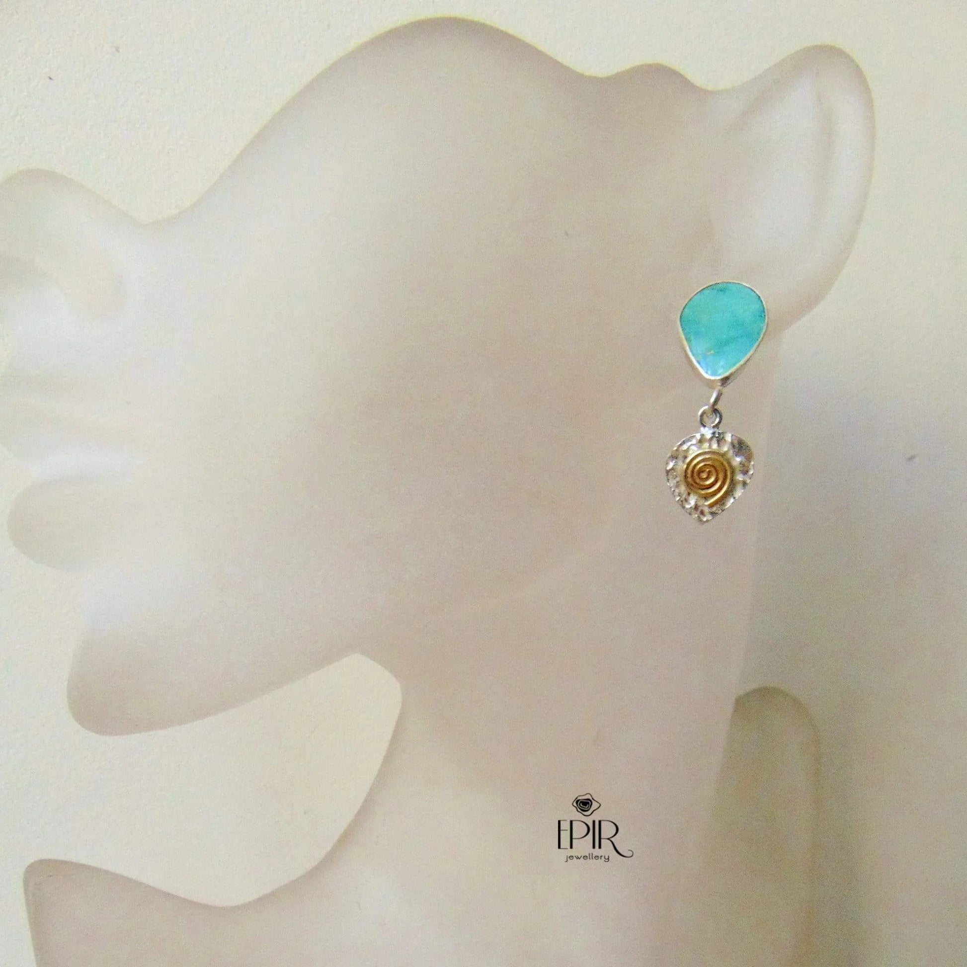 Srebrne kolczyki wiszące na sztyft z turkusami - EPIR Art Jewellery&Gemstone